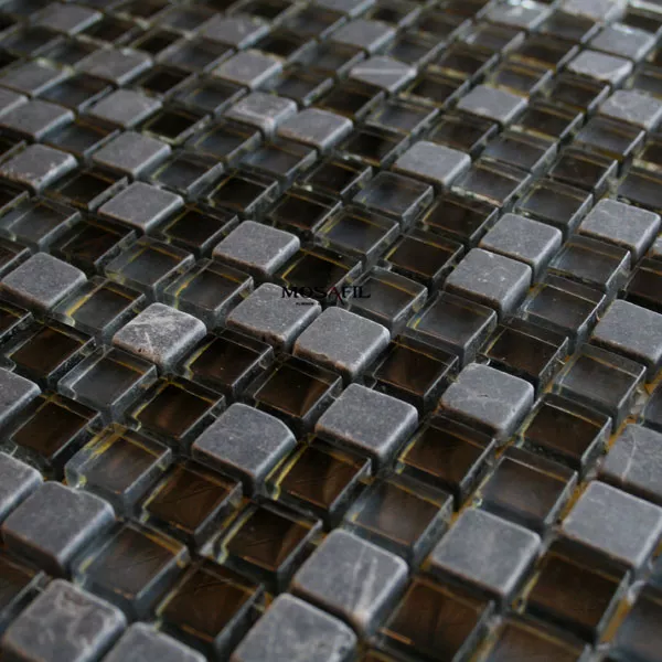 Sample Mosaic Tiles Glass Marble  Black Mix