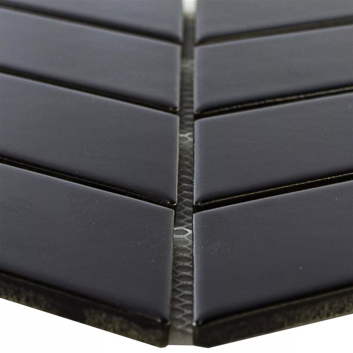 Ceramic Mosaic Tile Artesia Fish Bone Black Mat Ceramic Mosaic Tile Artesia Fish Bone Black Mat