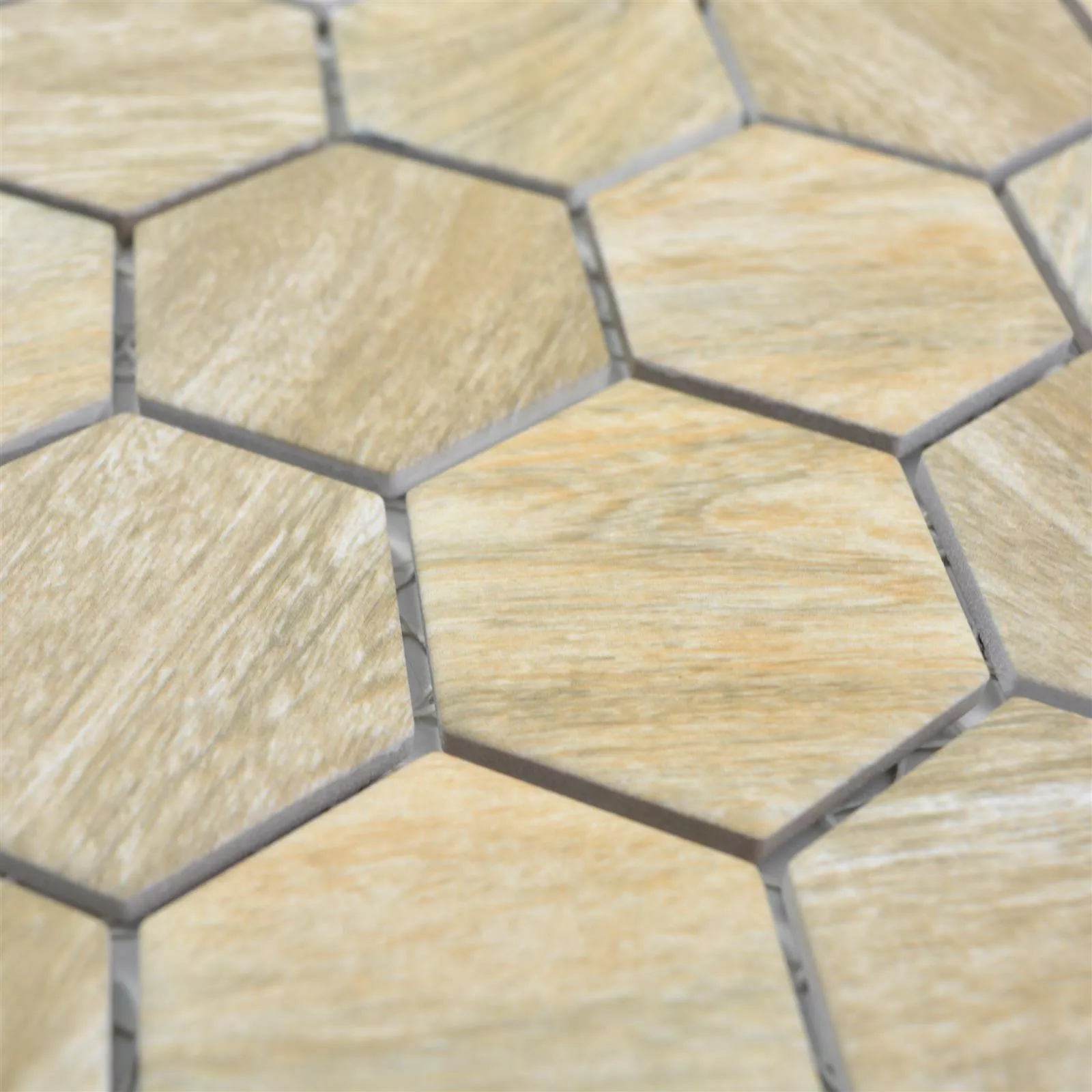 Sample Ceramic Mosaic Tiles Elmshorn Hexagon Stone Optic Beige