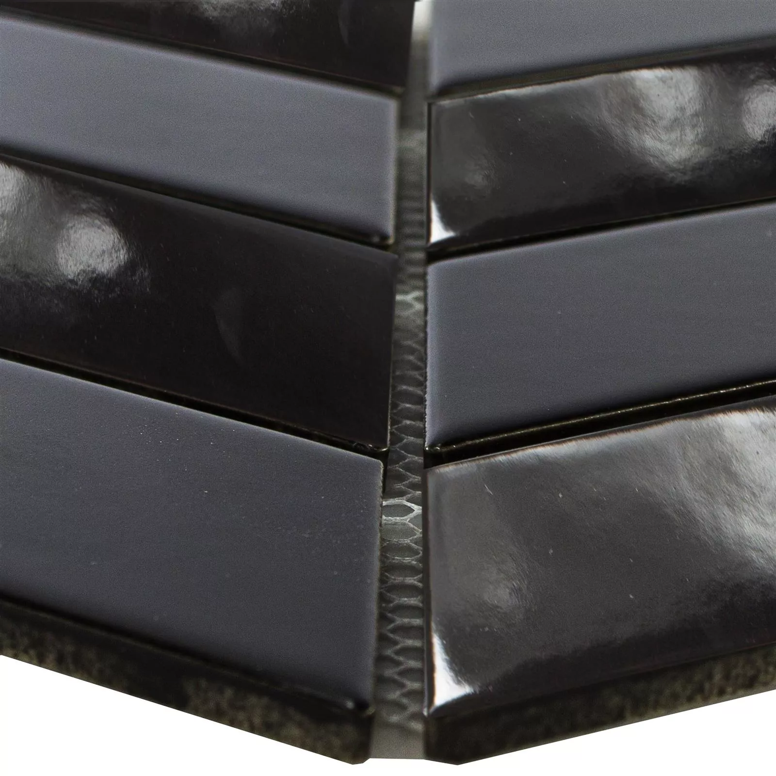 Ceramic Mosaic Tile Artesia Fish Bone Black Ceramic Mosaic Tile Artesia Fish Bone Black
