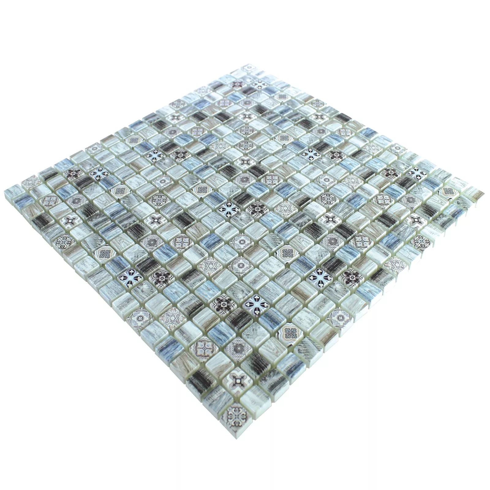 Sample Glass Mosaic Wood Optic Tiles Vision Grey Blue