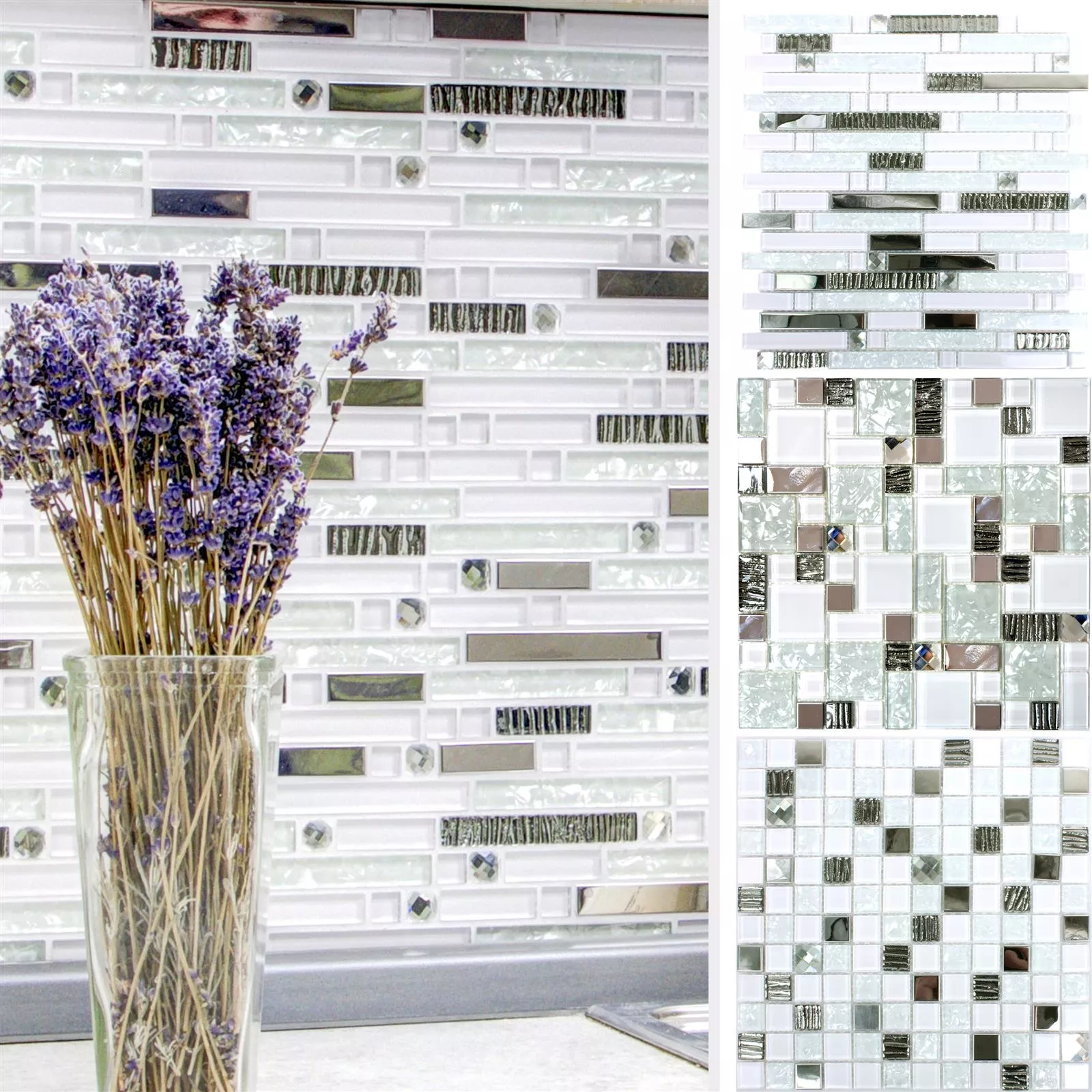 Sample Mosaic Tiles Admont White Diamant