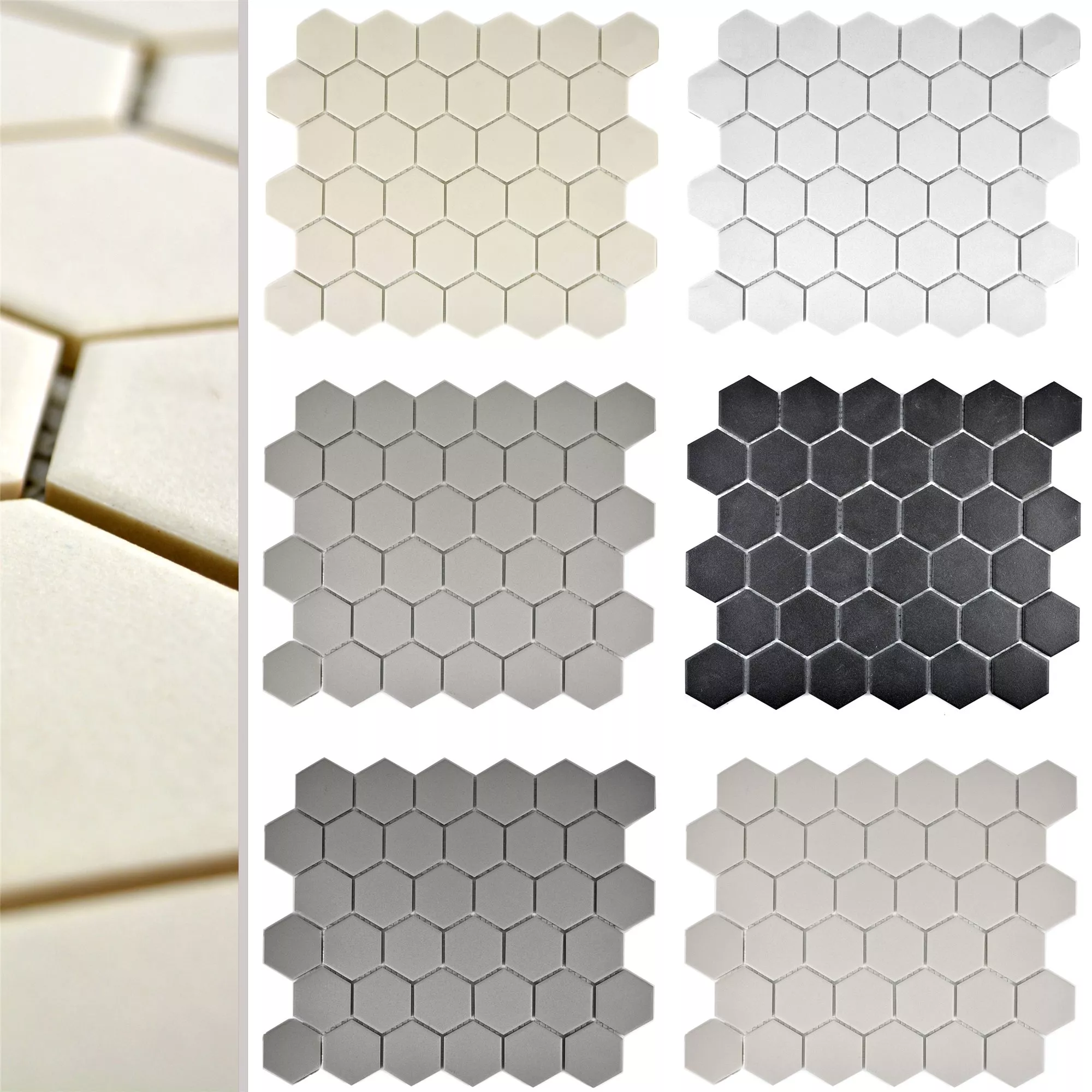 Ceramic Mosaic Tiles Begomil Hexagon Unglazed