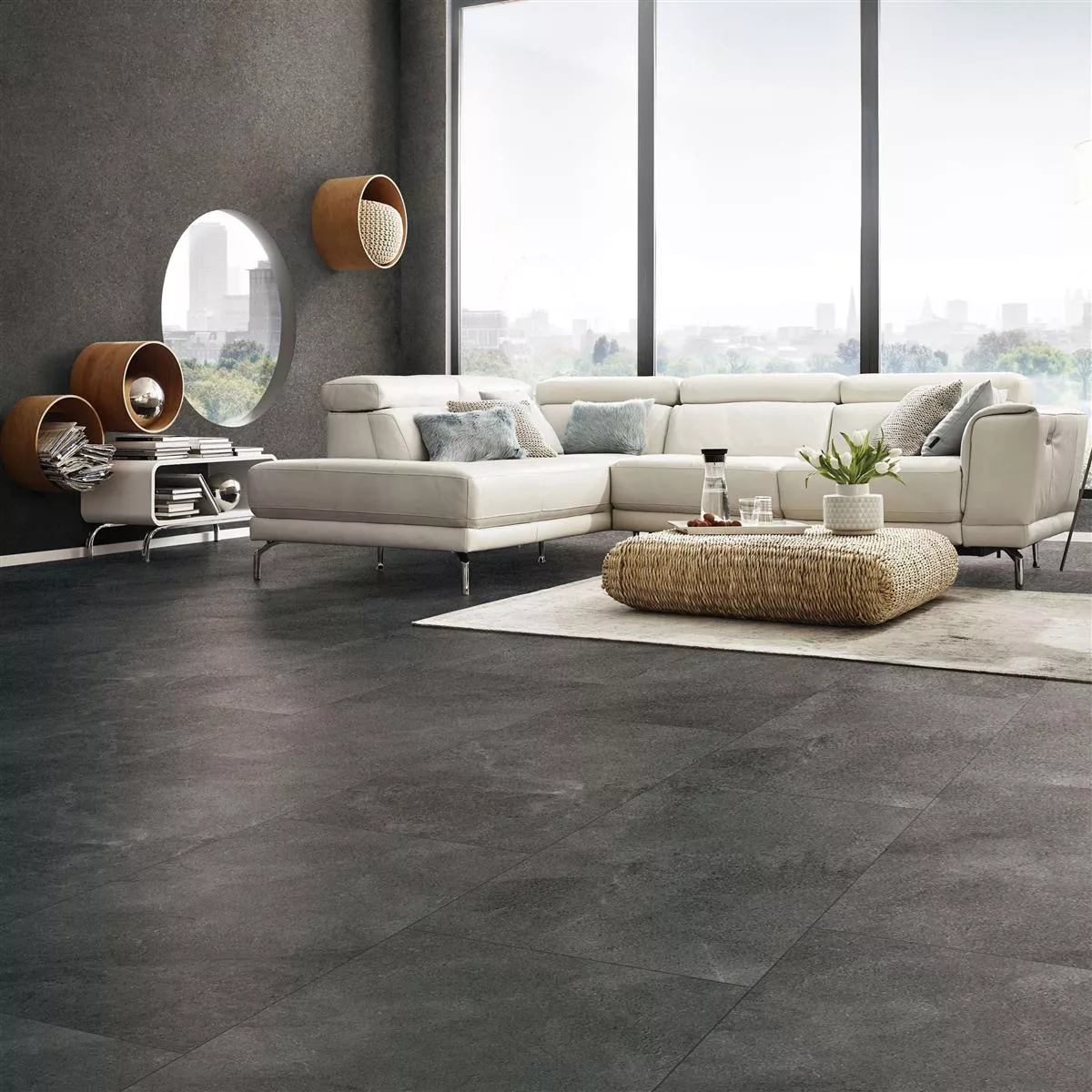 Sample Floor Tiles Bangui Stone Optic 60x120cm Dark Grey