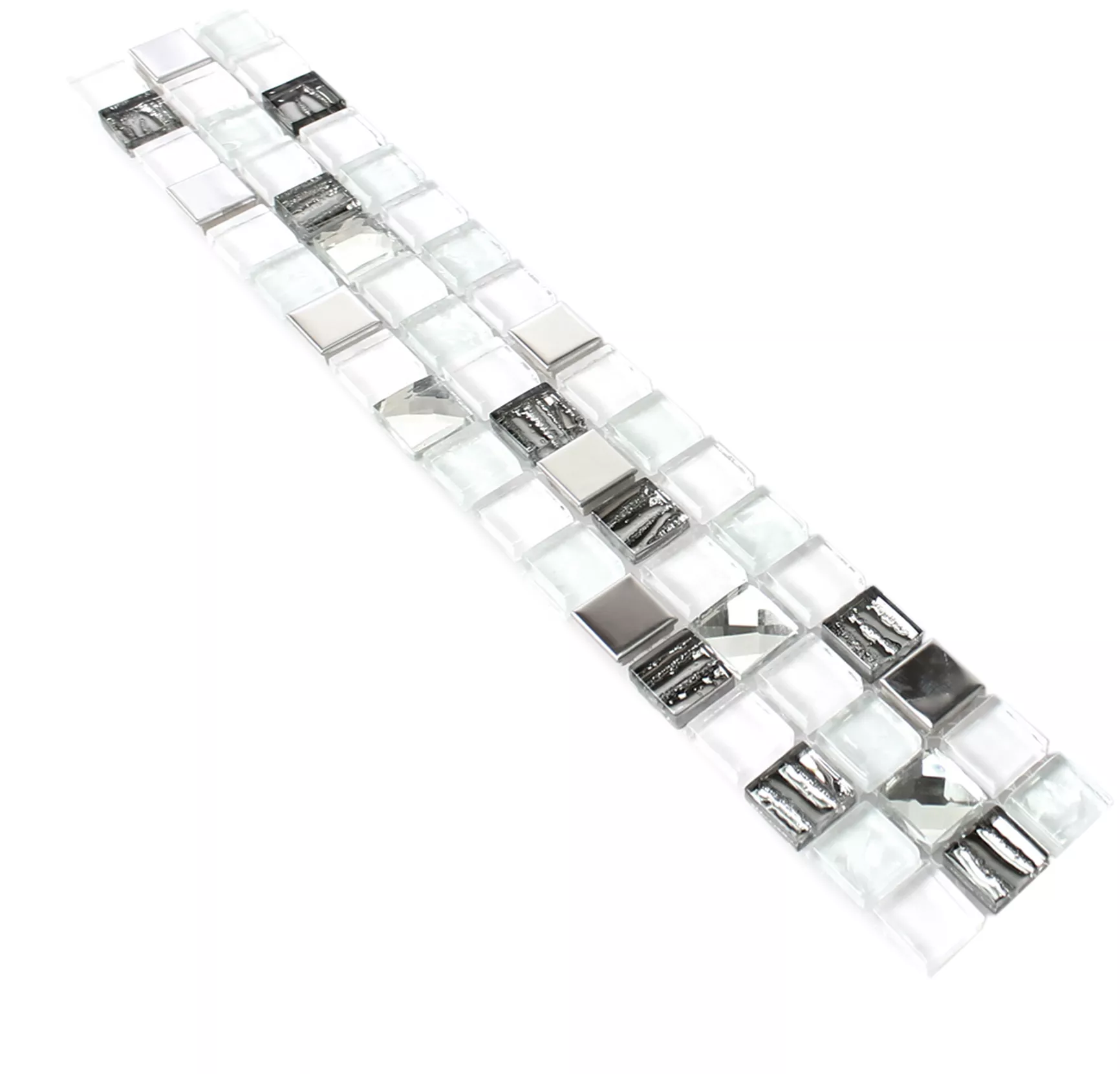 Glass Metal Mosaic Border Fresno Blanc Silver Glass Metal Mosaic Border Fresno Blanc Silver
