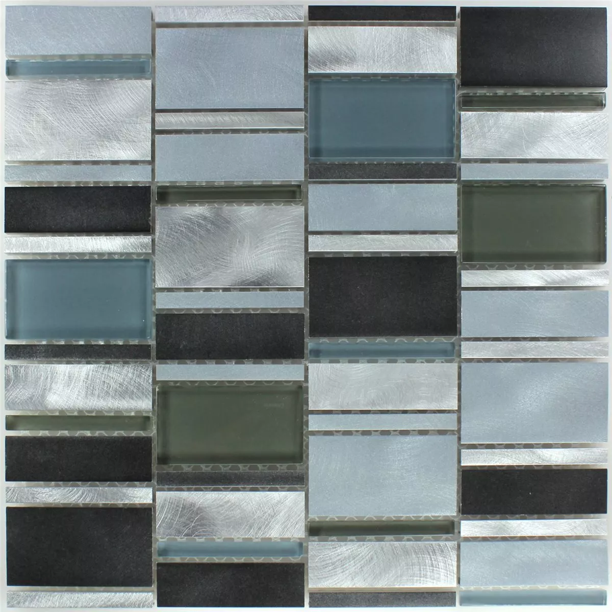 Sample Mosaic Tiles Aluminium Glass Blue Mix