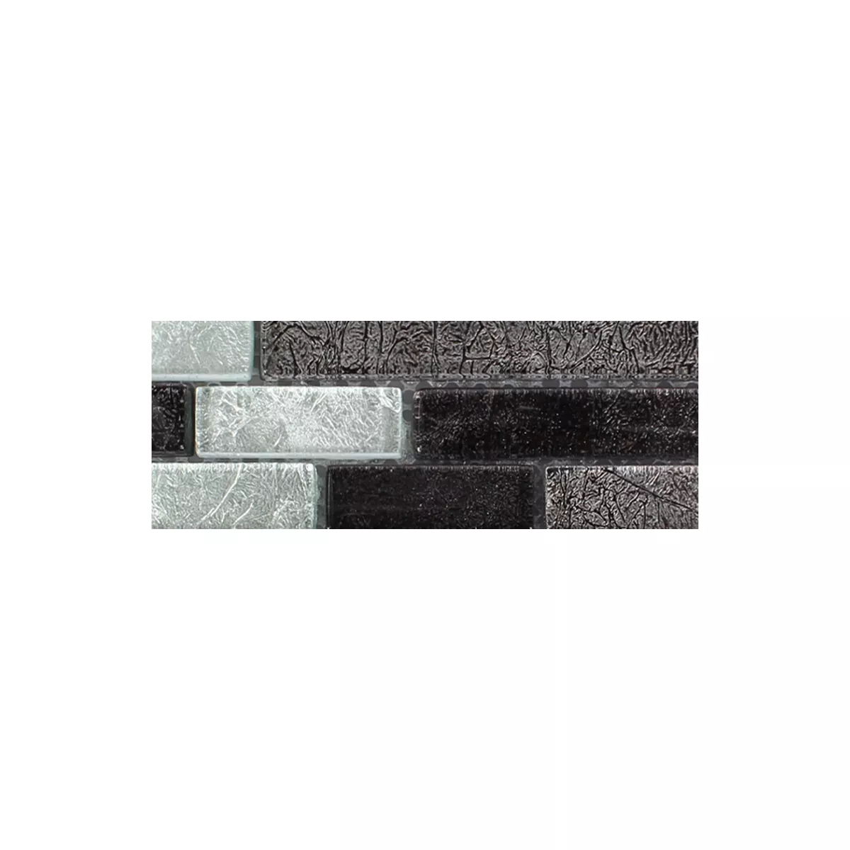 Sample Glass Mosaic Tiles Curlew Black Silver Pattern