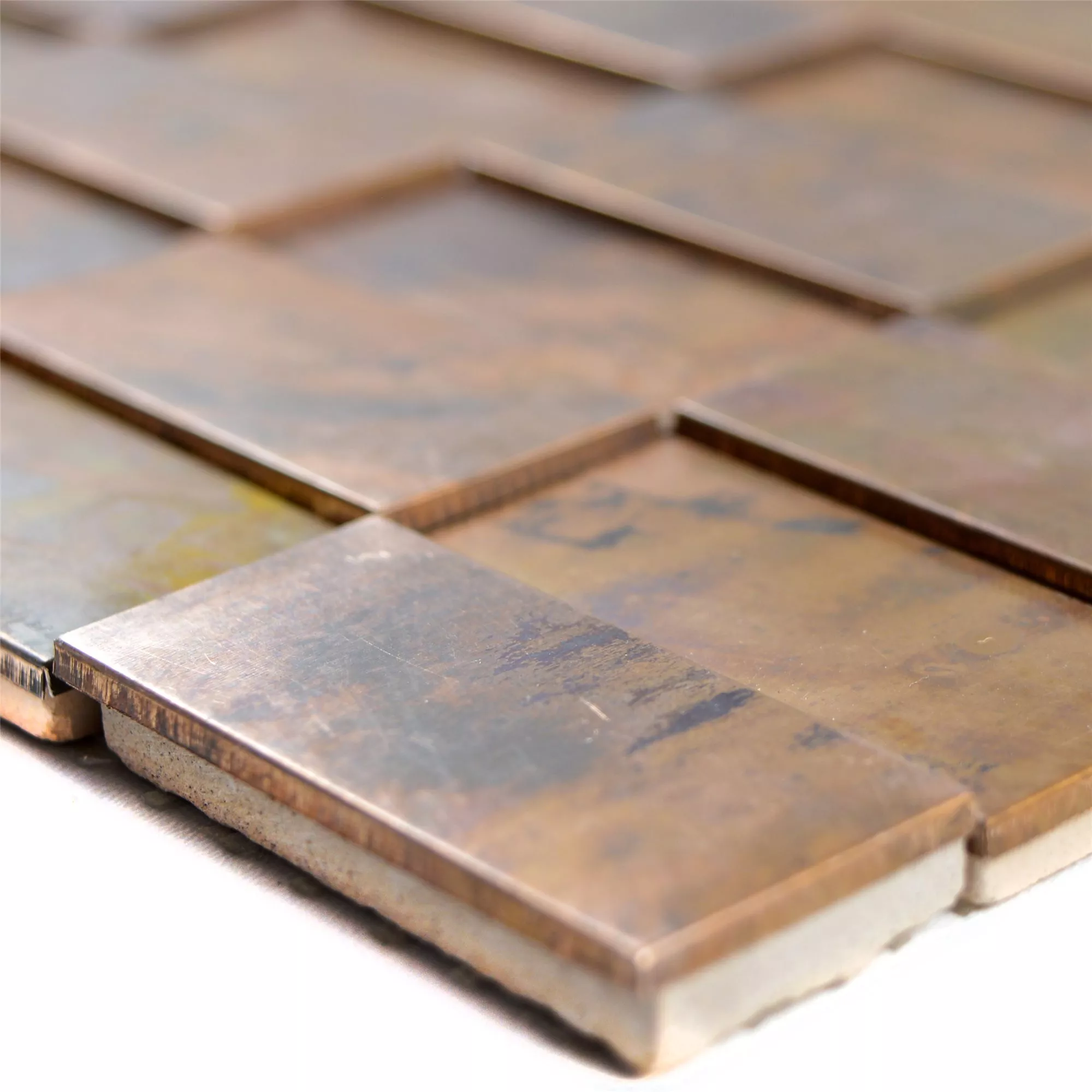 Metal Copper Mosaic Tiles Myron Rectangle 3D
