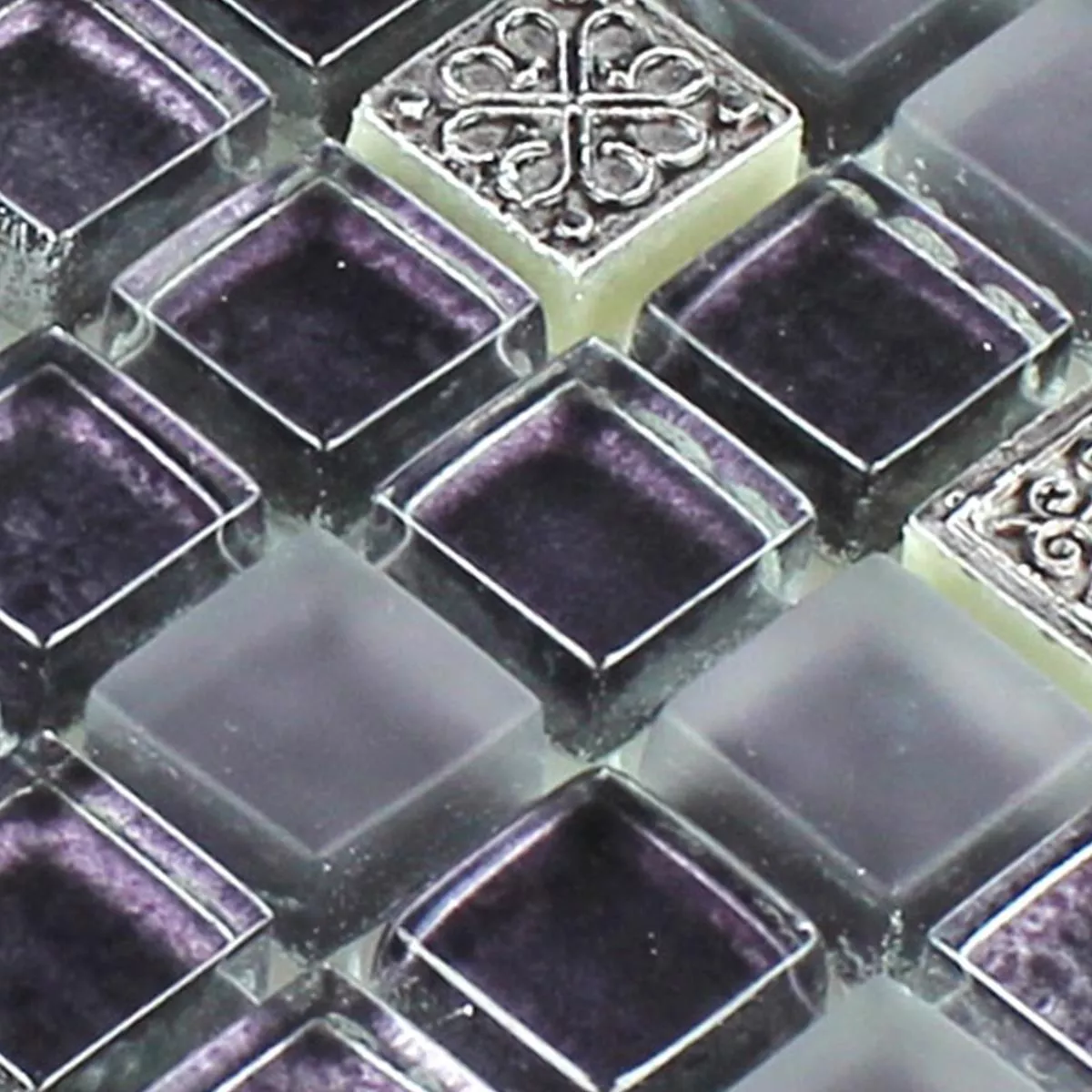 Sample Mosaic Tiles Glass Natural Stone Ornament Purple Mix