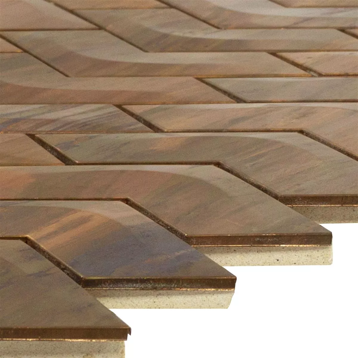 Metal Copper Mosaic Tiles Copperfield 3D Wave