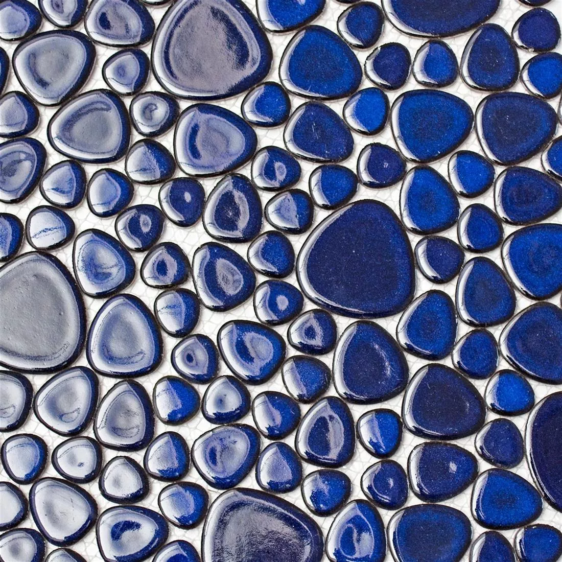 Sample Mosaic Tiles Ceramic Pebble Optic Dark Blue