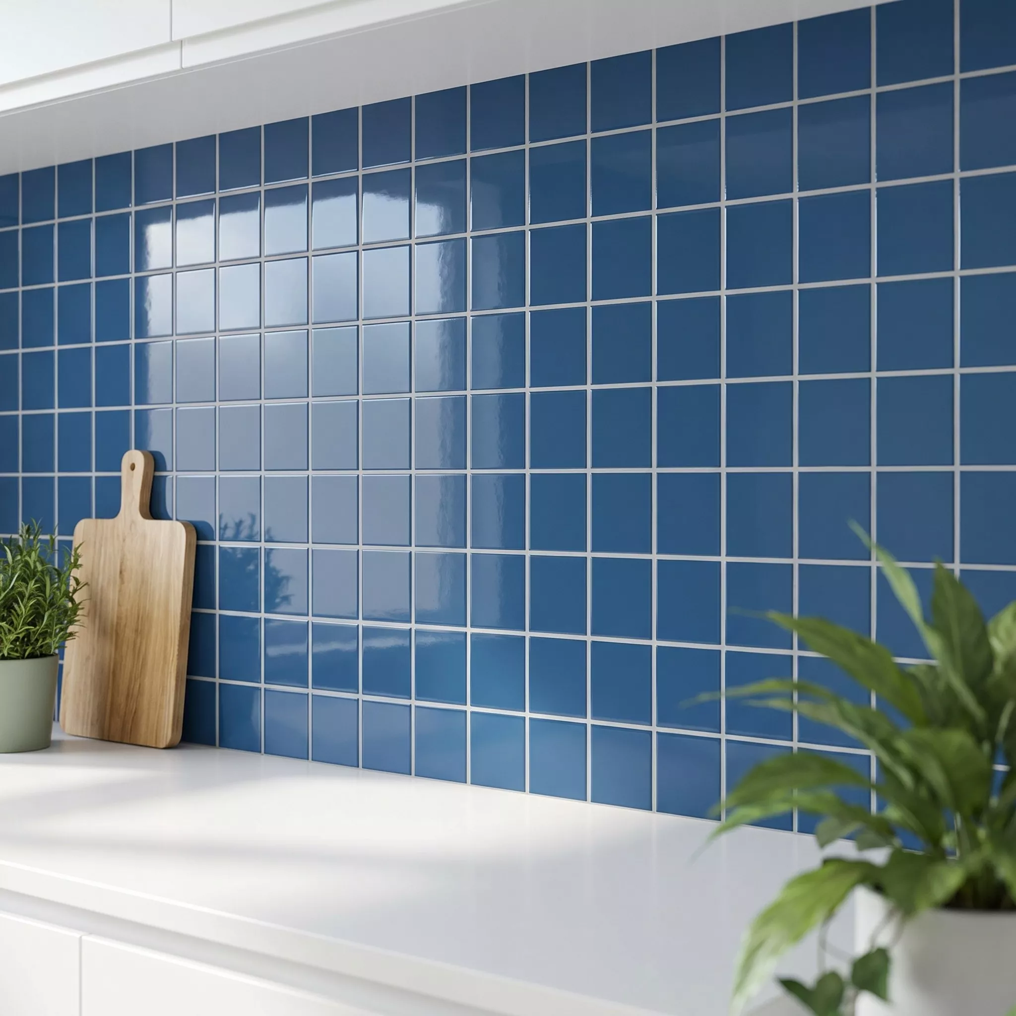 Metro tile Blue Glossy 10x10 cm Without Facet Freyburg Zafiro