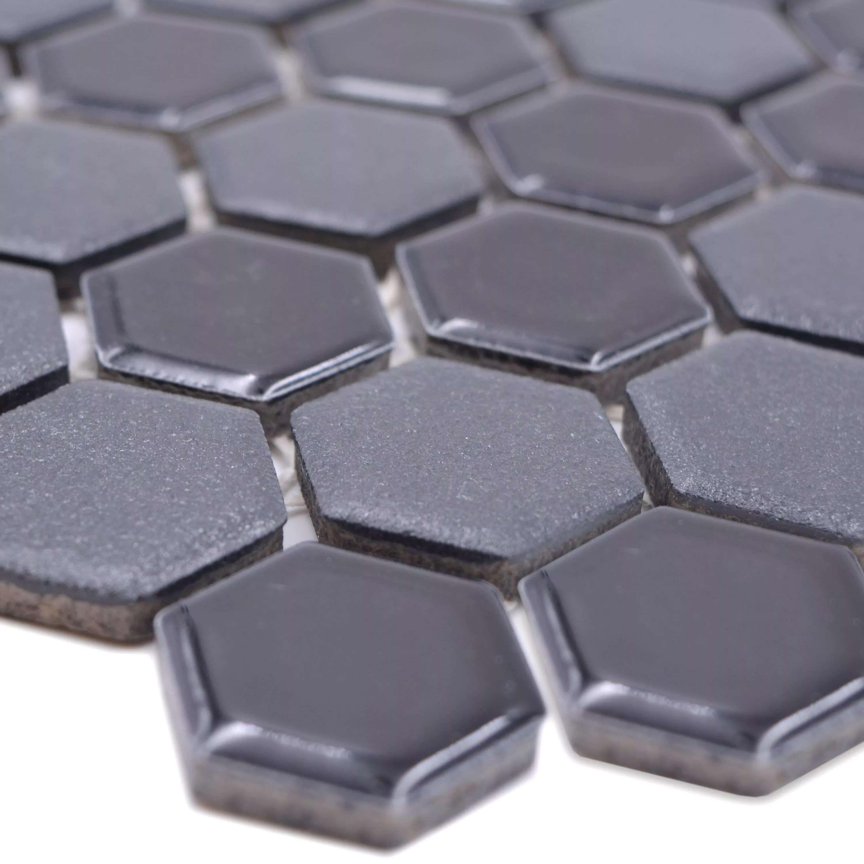 Sample Ceramic Mosaic Tripolis Black R10B Hexagon 23