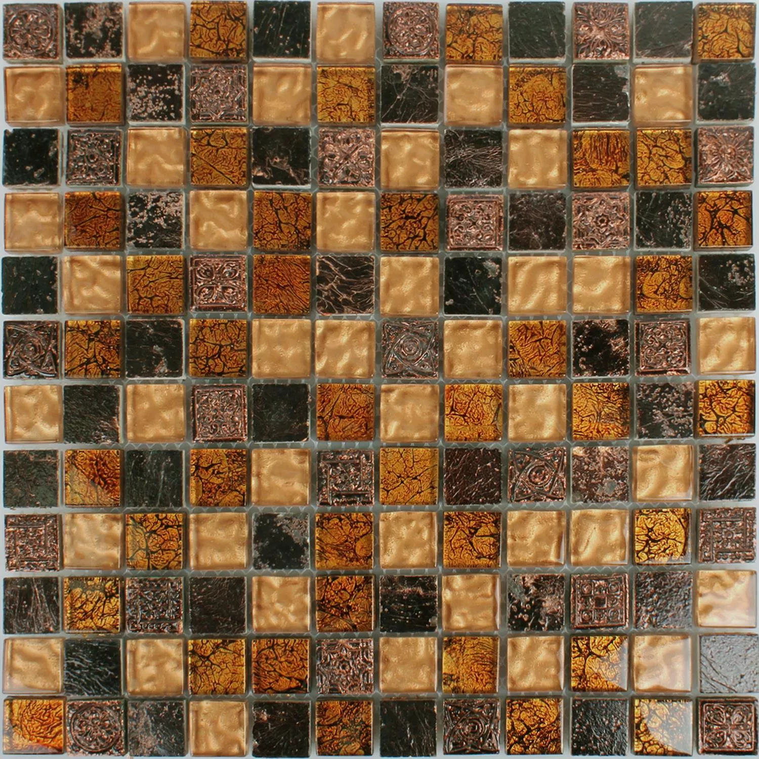 Sample Mosaic Tiles Glass Natural Stone Maya Brown