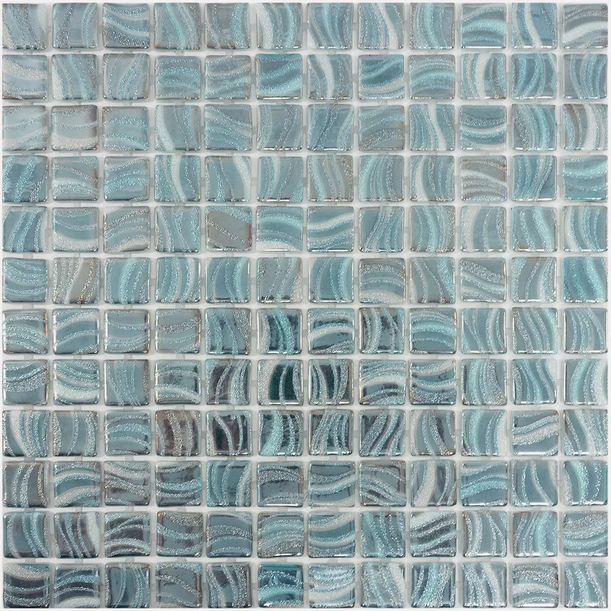 Glass Swimming Pool Mosaic Marisburg Sky Blue Glitter