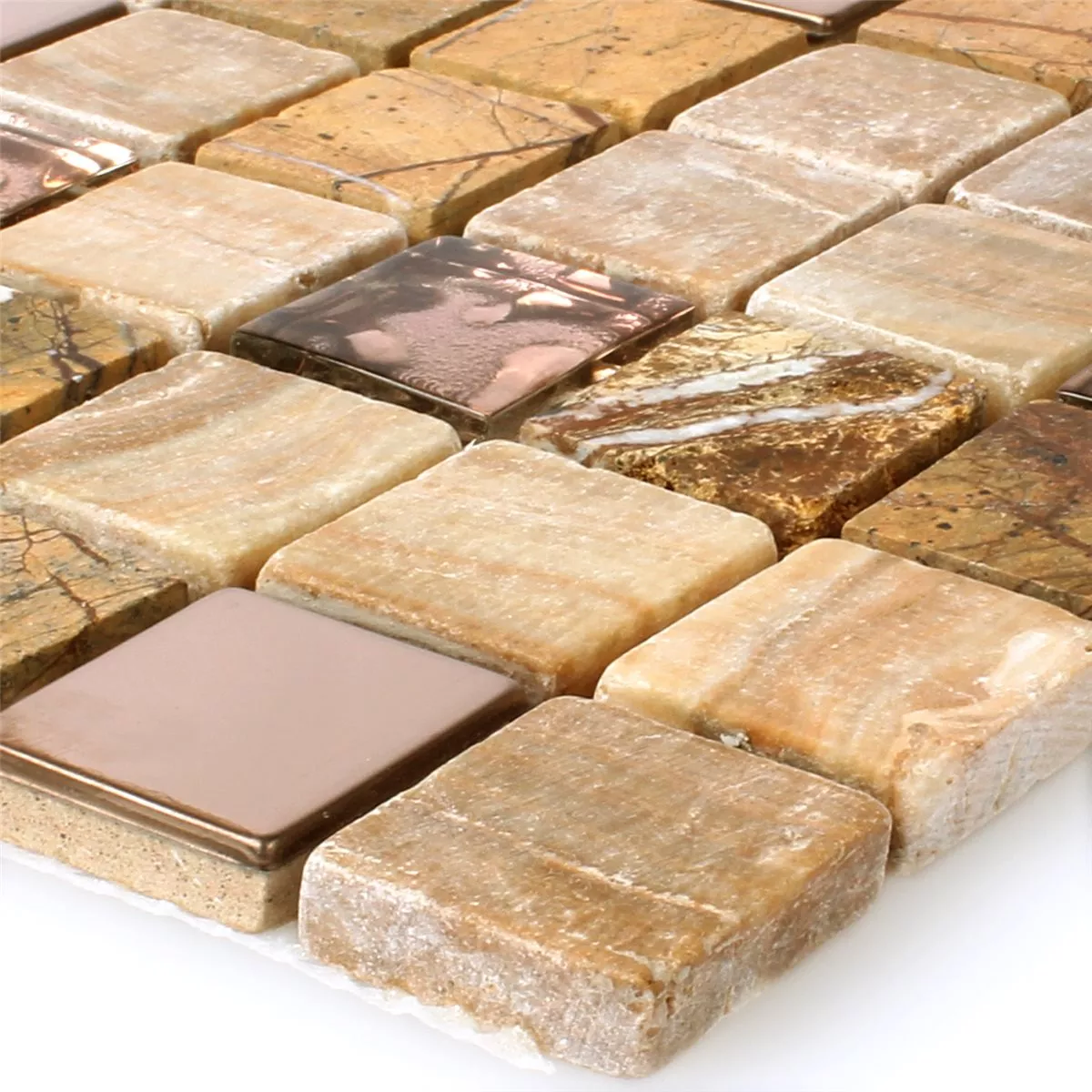 Sample Mosaic Tiles Glass Natural Stone Stainless Steel Brown Mix