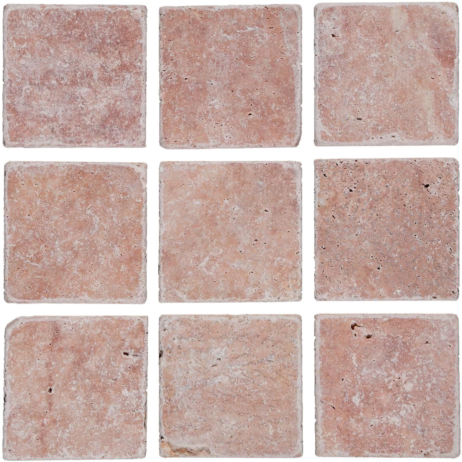 Natural Stone Tiles Travertine Usantos Rosso 10x10cm