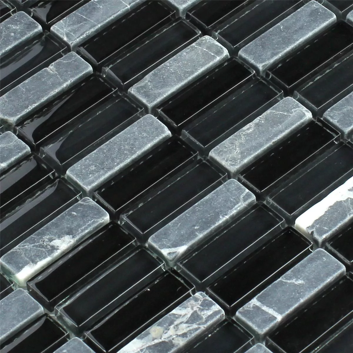 Sample Mosaic Tiles Glass Marble Black Grey Mix