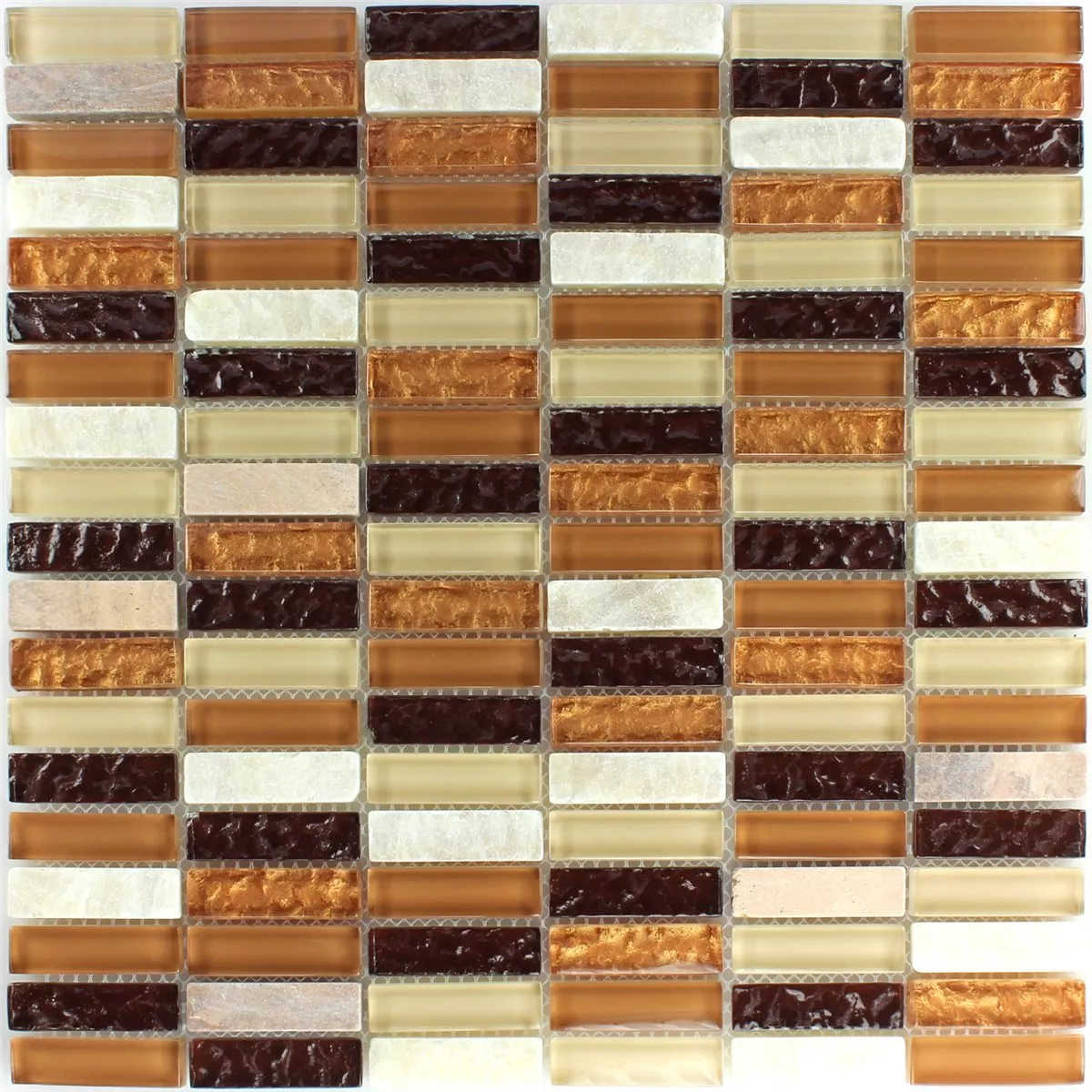 Sample Mosaic Tiles Onyx Glass Sticks Brown Beige