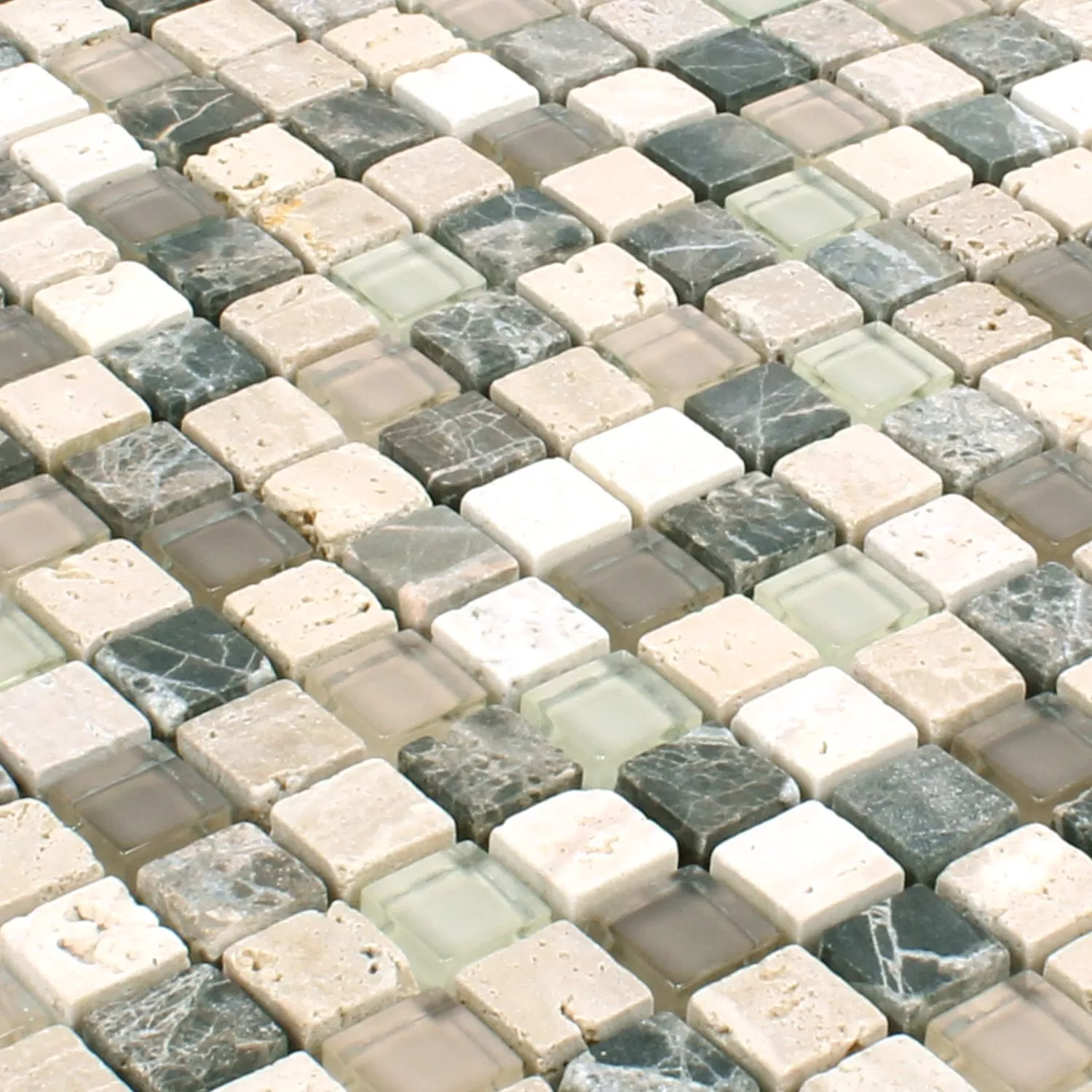 Mosaic Tiles Milos Glass Natural Stone Mix Brown Beige Quadrat