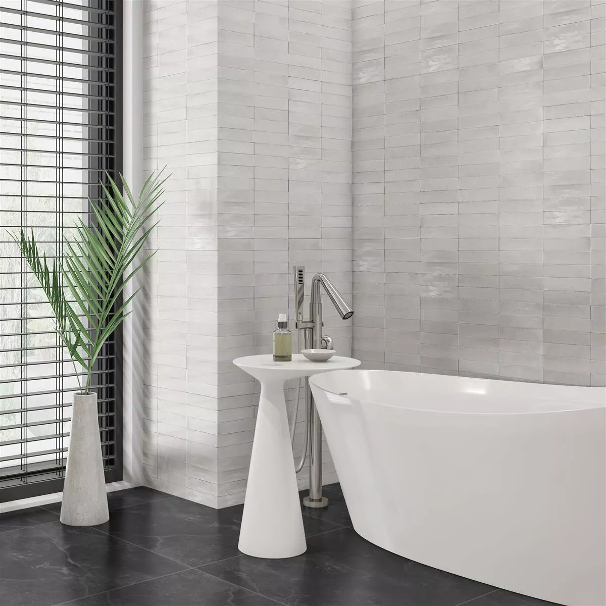 Wall Tiles Laguna Glossy Waved Blanc 6x24cm