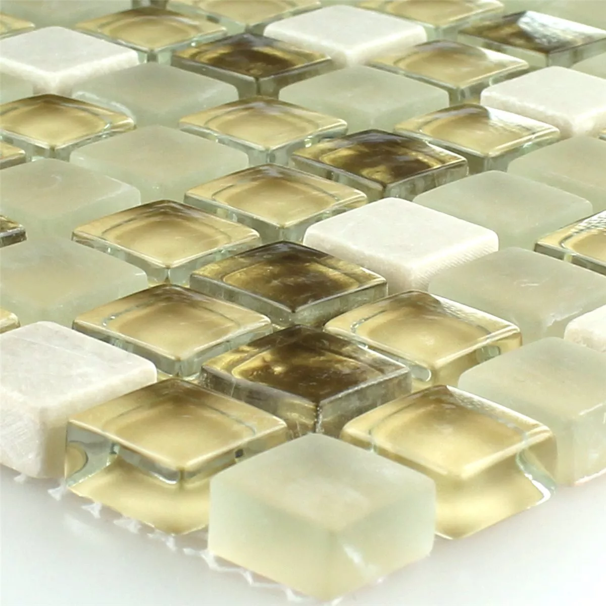 Sample Mosaic Tiles Glass Natural Stone White Gold Mix