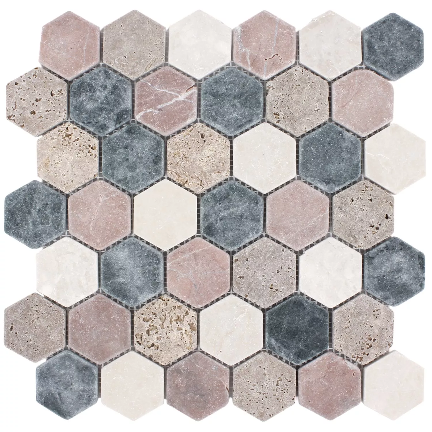 Sample Mosaic Tiles Marble Tarsus Hexagon Colored