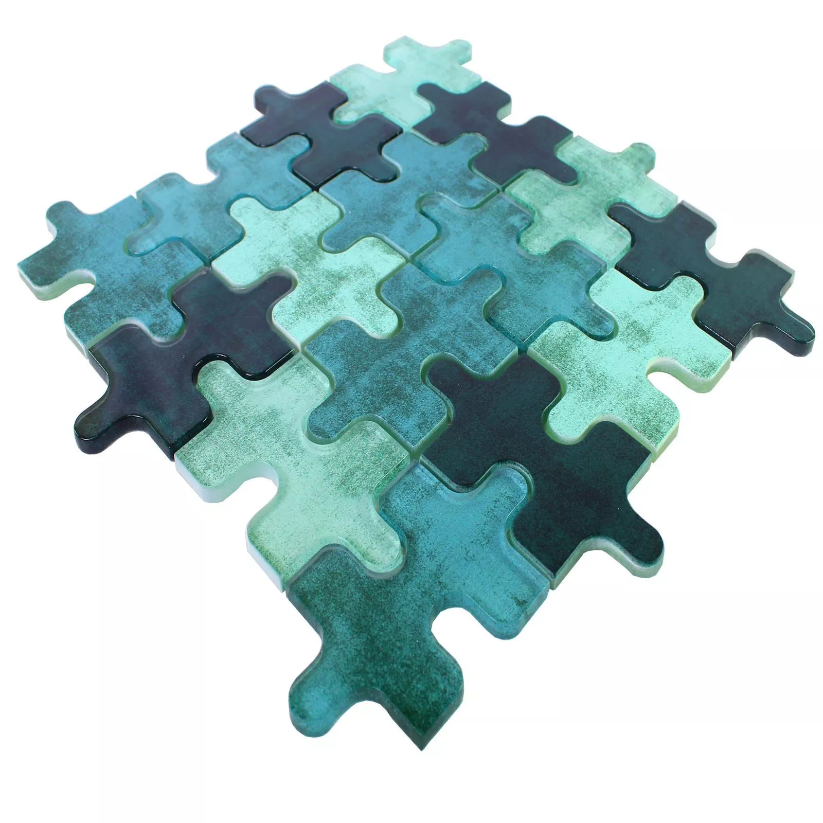 Glass Mosaic Tiles Puzzle Green