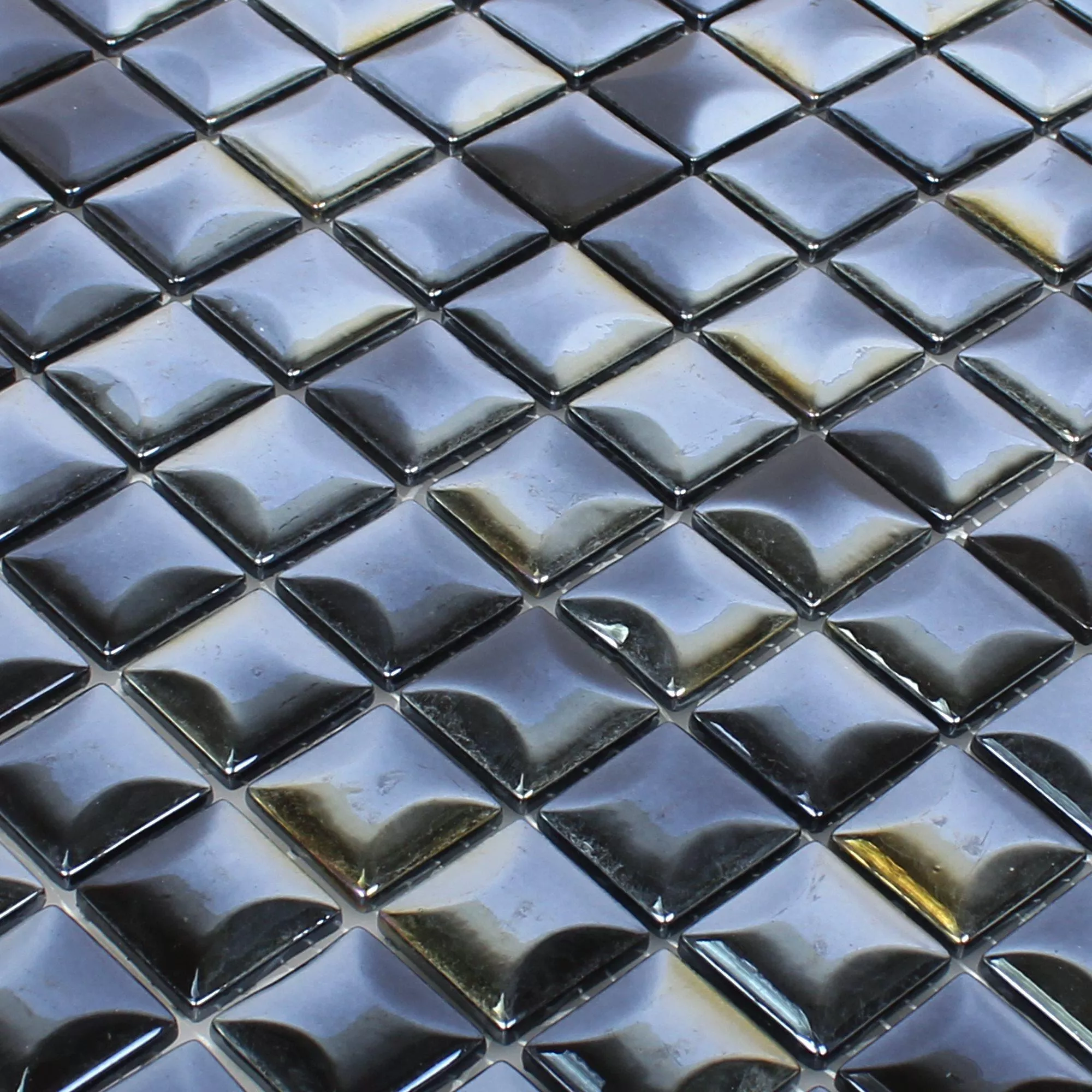 Glass Mosaic Tiles Monrovia Black 3D Metallic