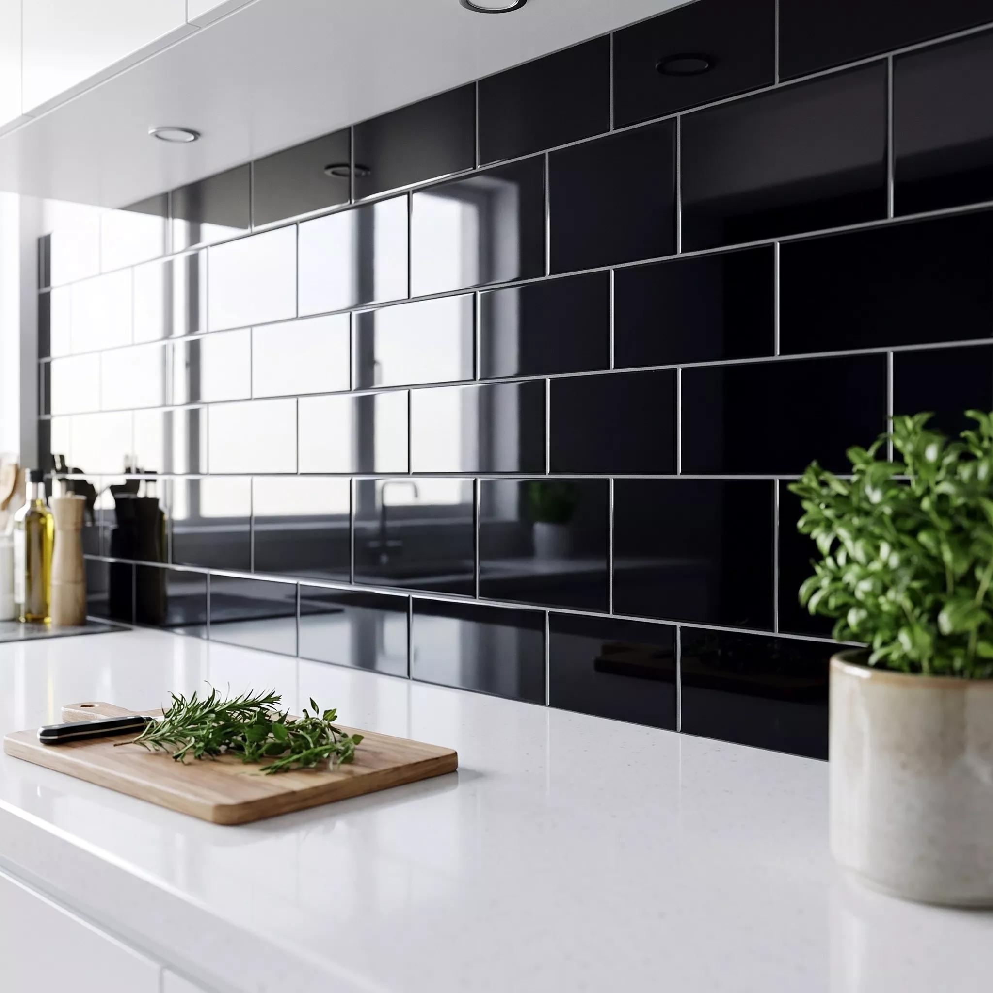 Metro tile Black Glossy 10x20 cm Without Facet Avebury Negro