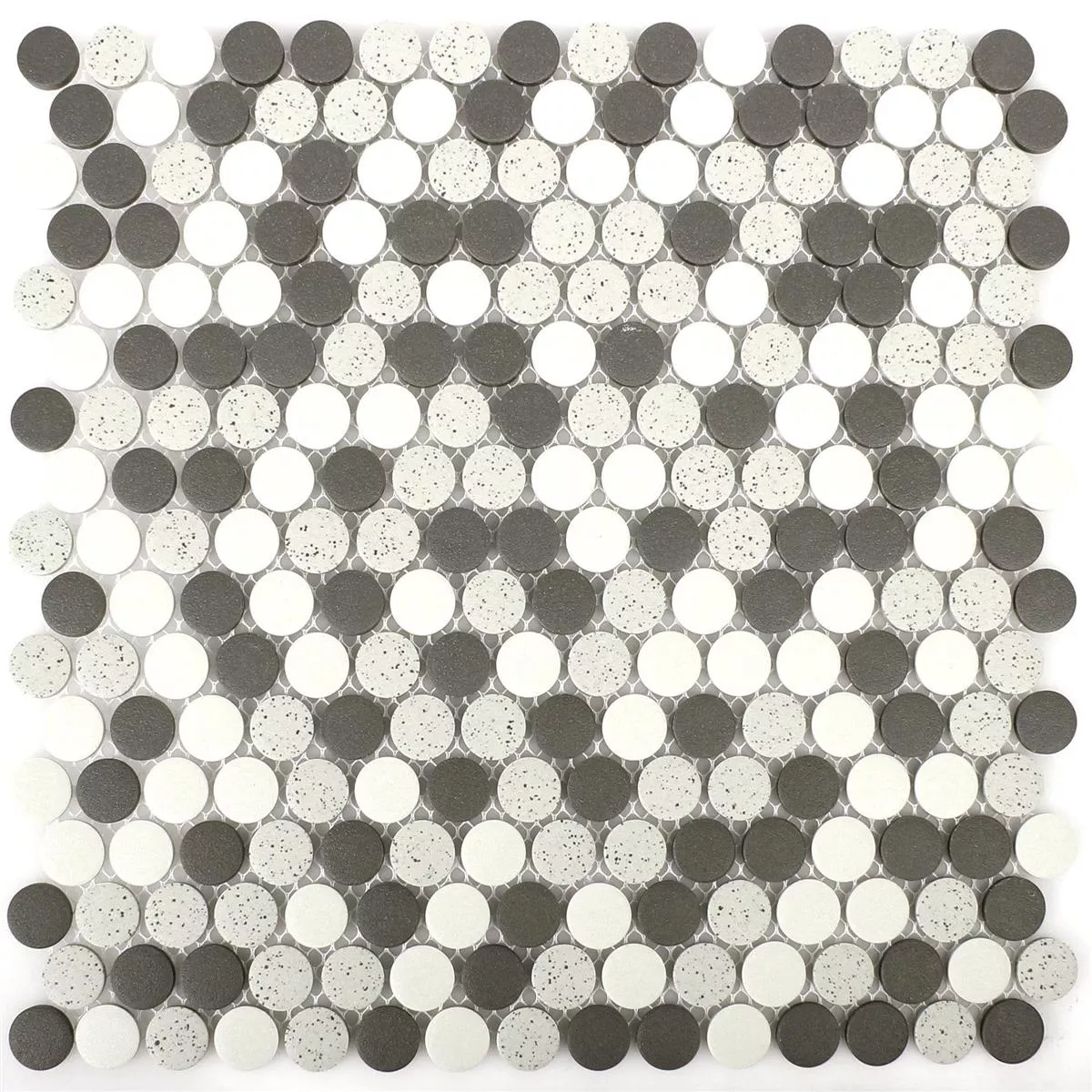 Sample Ceramic Mosaic Tiles Monforte Black Grey Button