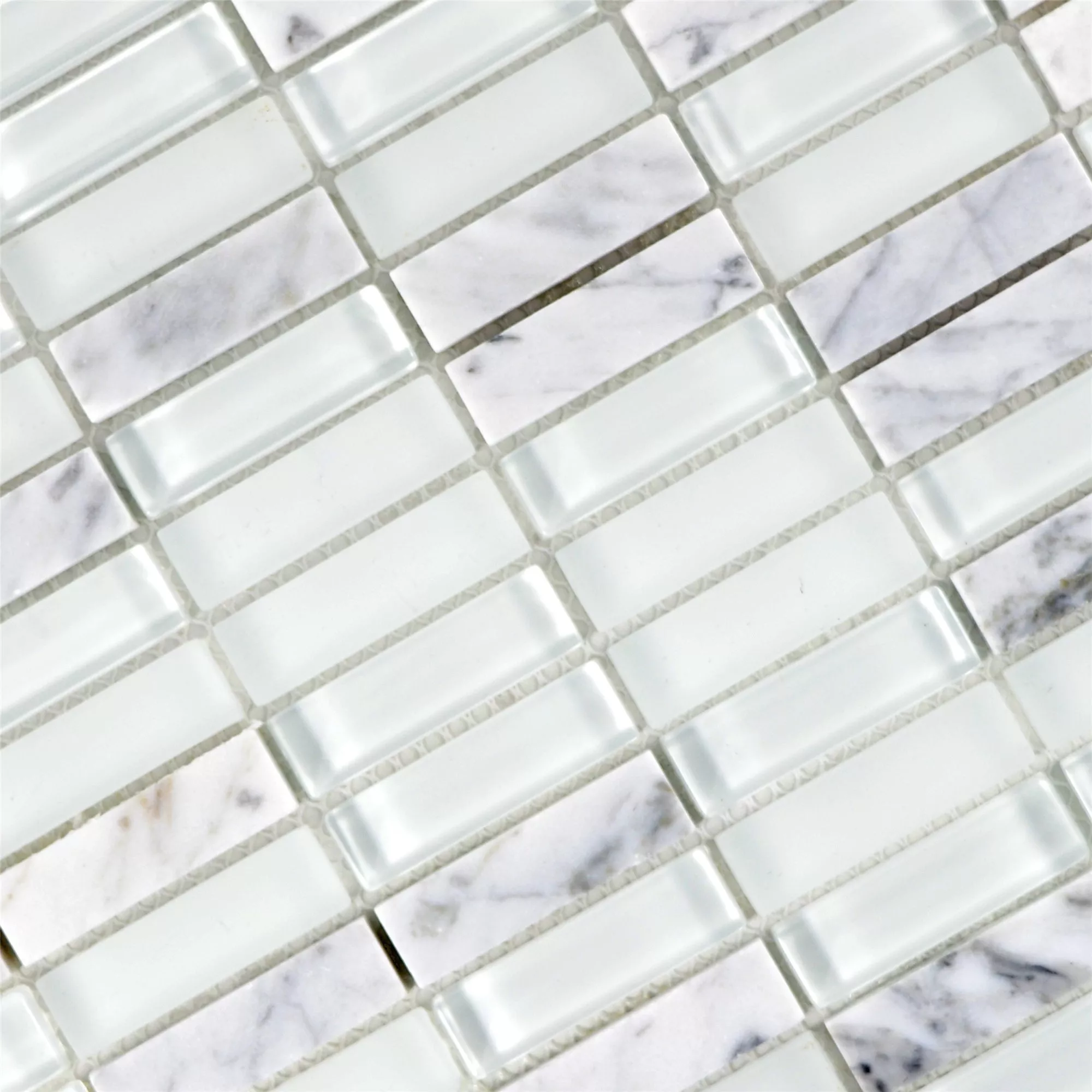 Glass Natural Stone Mosaic Tiles Miya White