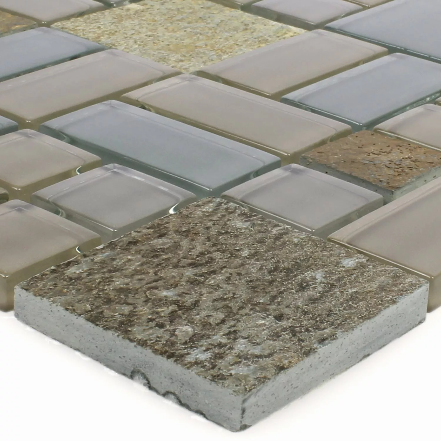 Sample Mosaic Tiles Apollo Natural Stone Glassmix Brown