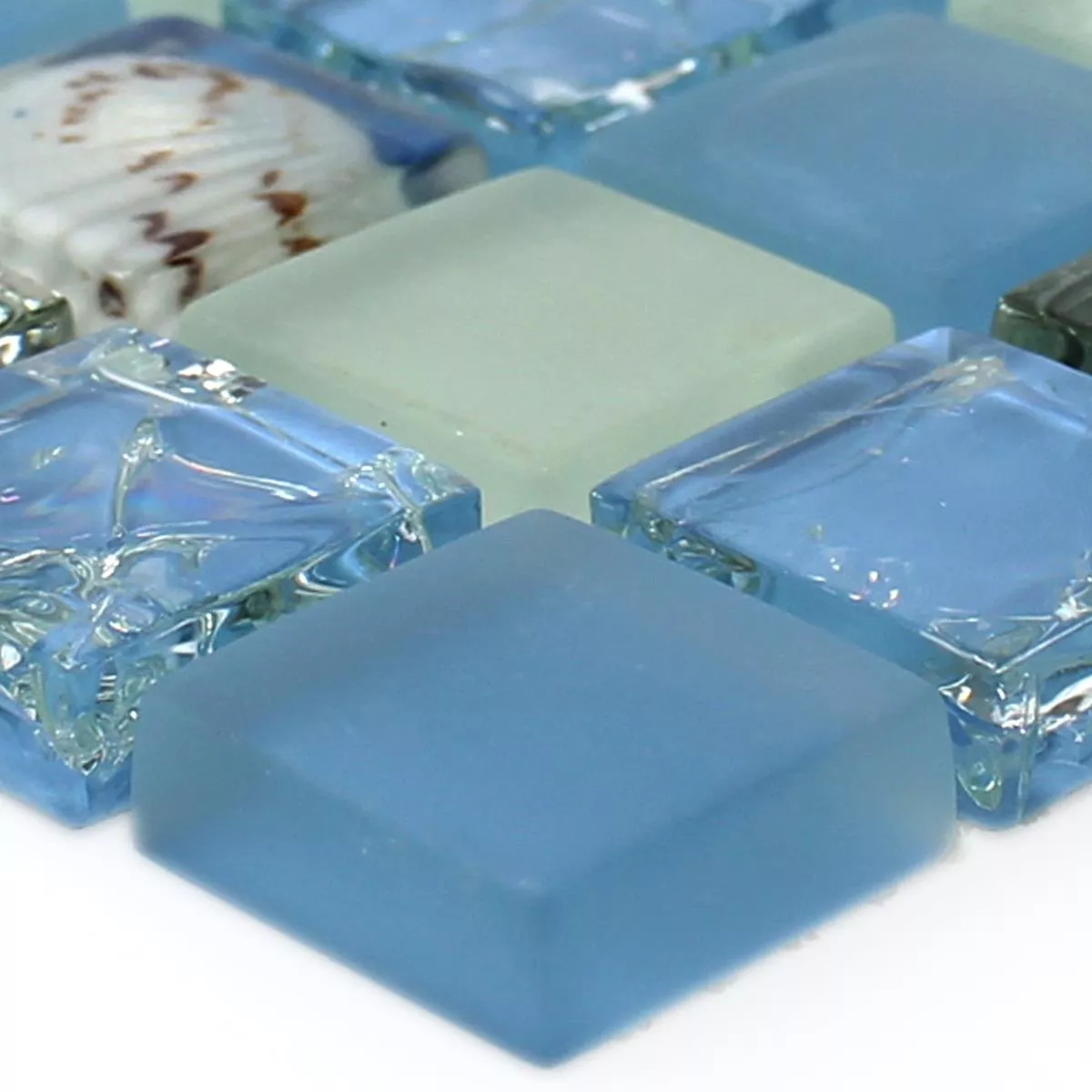Sample Mosaic Tiles Glass Shell Blue Mix