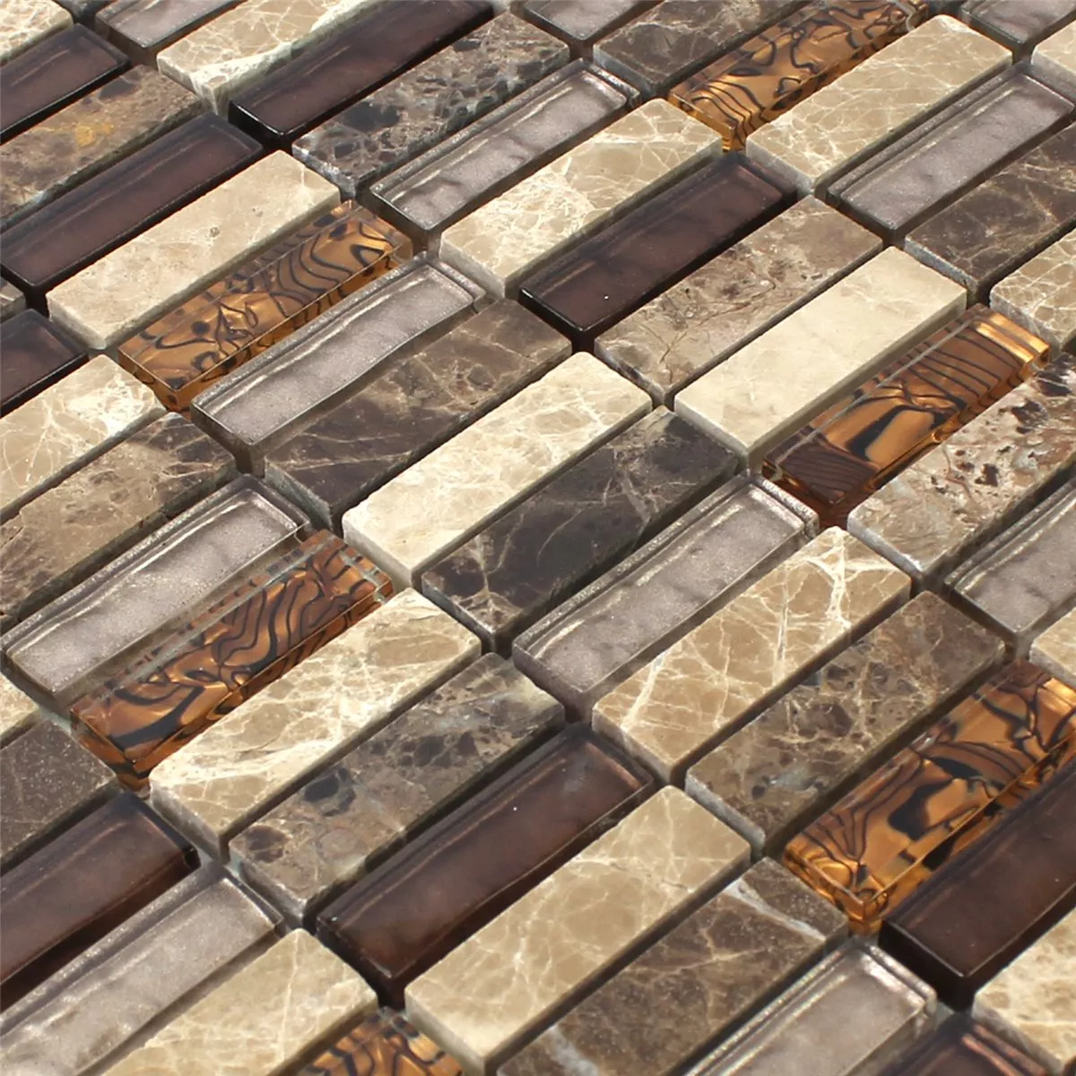 Mosaic Tiles Glass Natural Stone Beige Brown