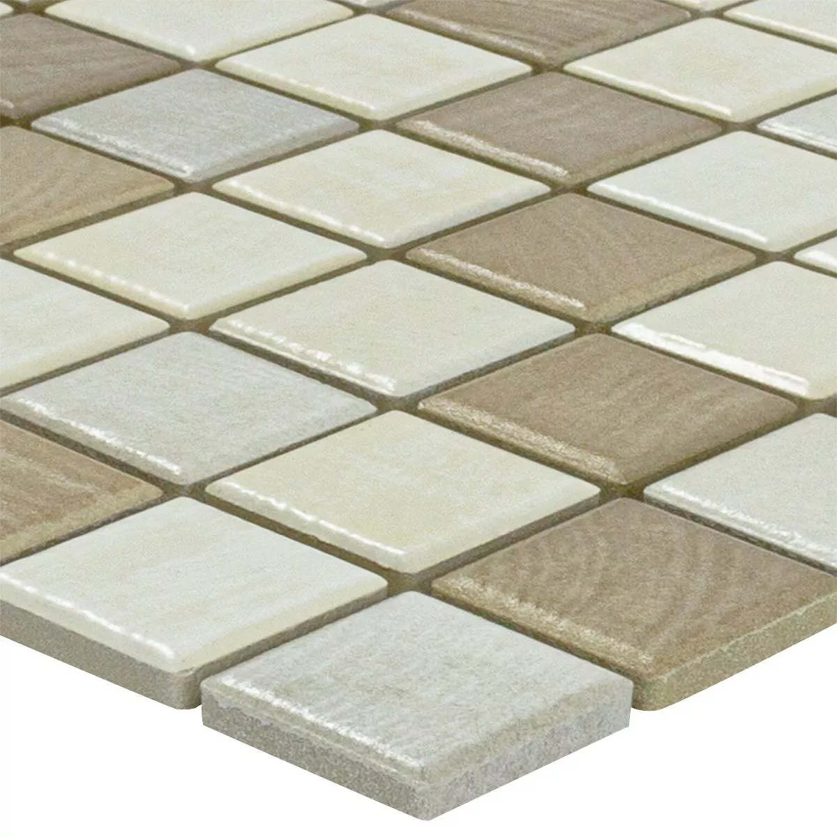 Ceramic Mosaic Tiles Luminara Wood Optic Brown Beige