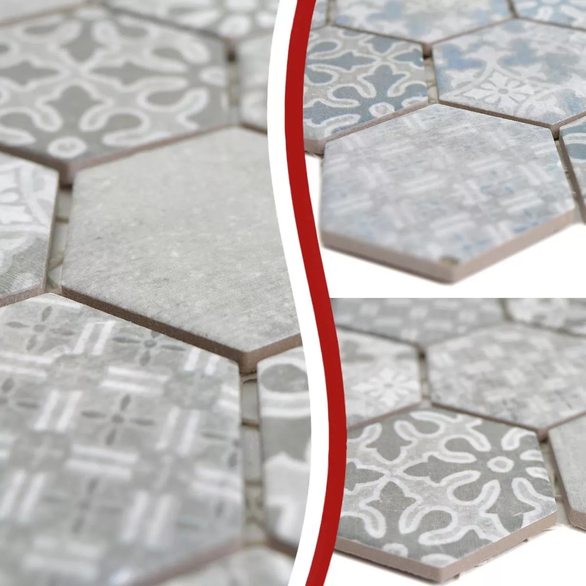 Ceramic Mosaic Retro Tiles Lawinia Hexagon