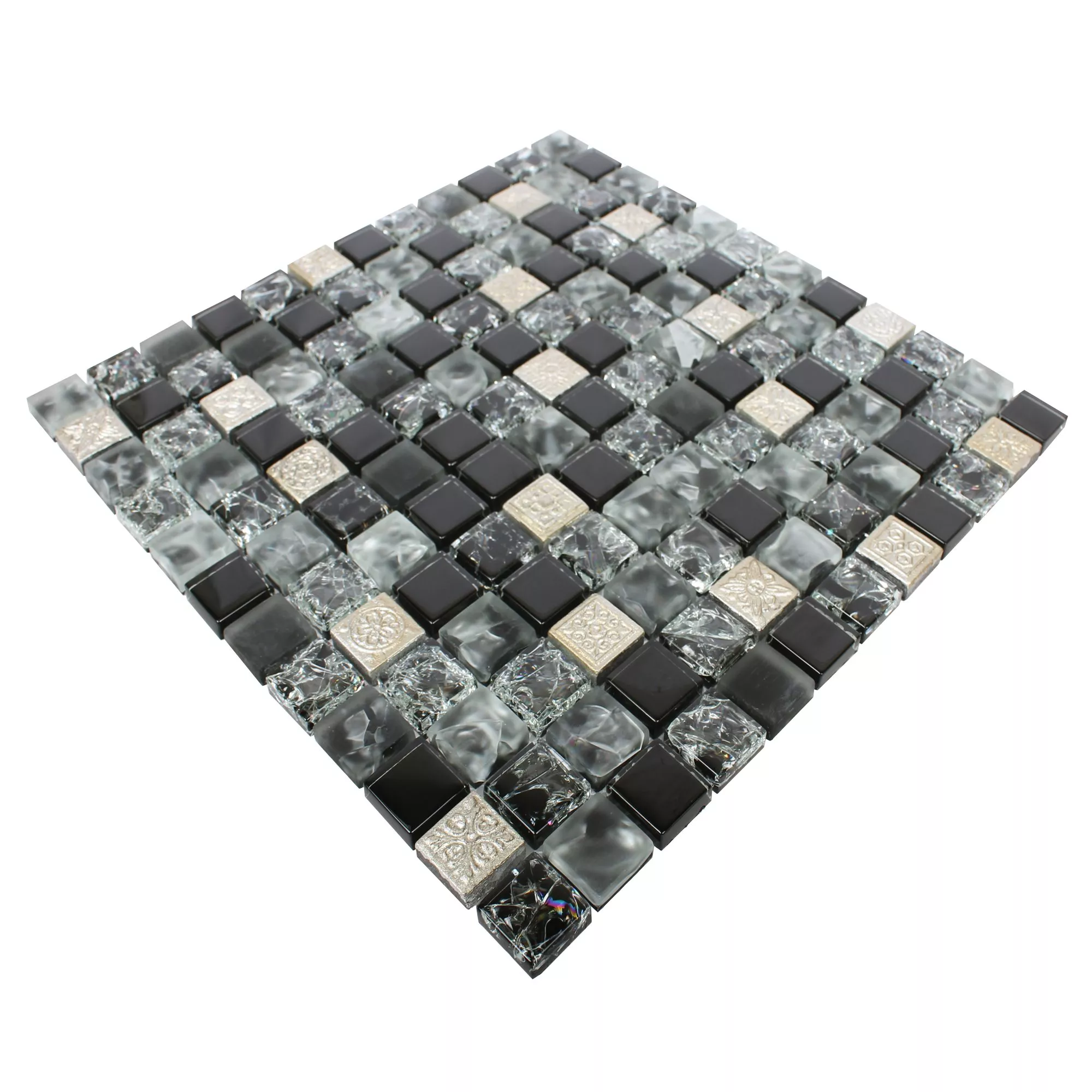 Glass Resin Mosaic Tiles Bogardus Black Mix
