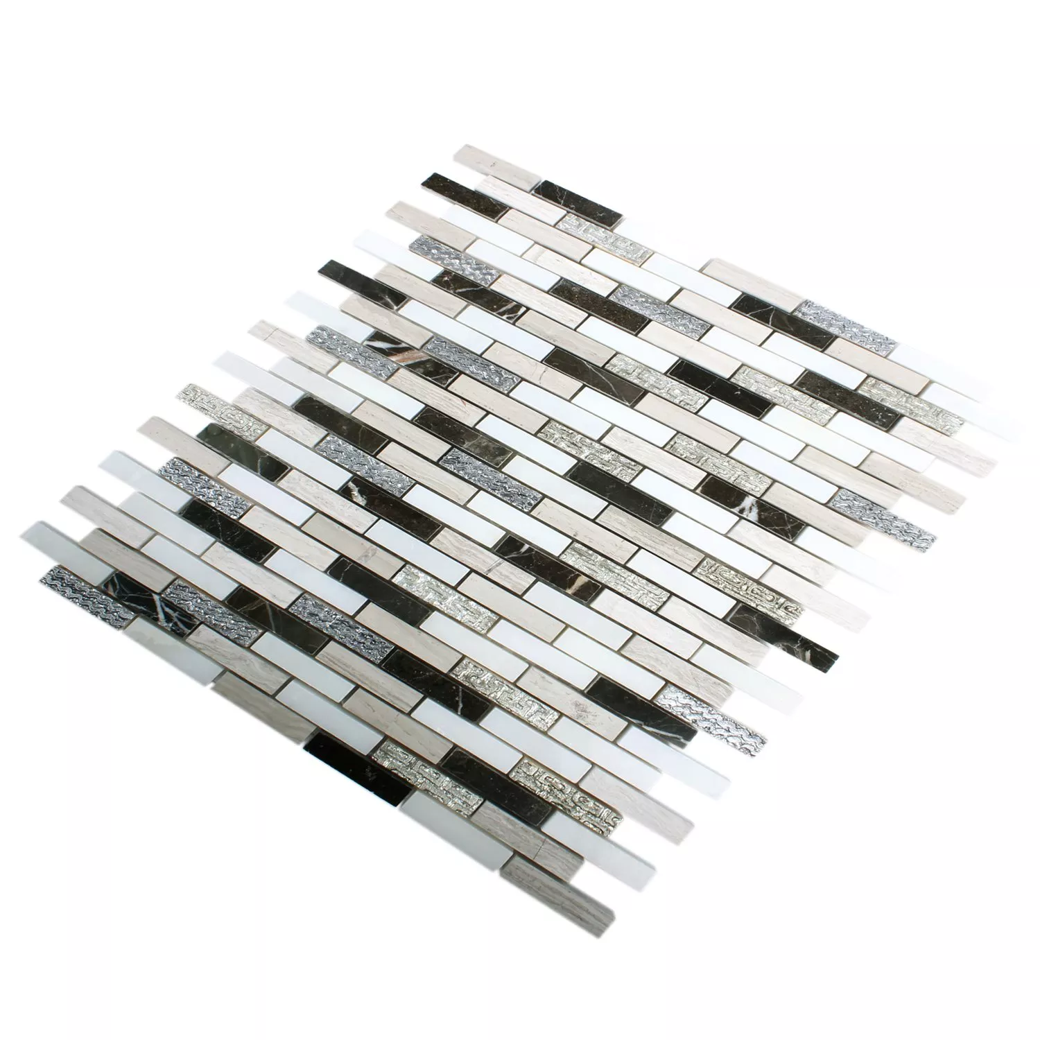 Sample Mosaic Tiles Sicilia Silver Brown White Grey Brick
