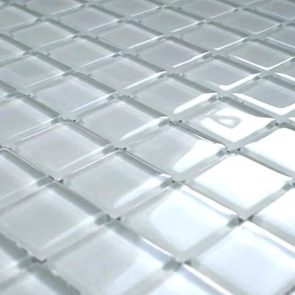 Sample Mosaic Tiles Glass White Uni