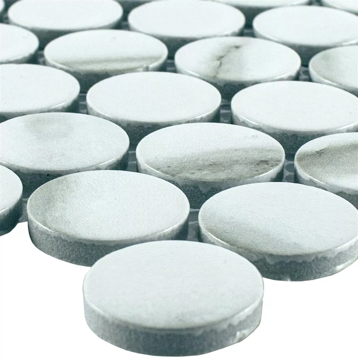 Ceramic Button Round Mosaic Tiles Hunter Carrara Ceramic Button Round Mosaic Tiles Hunter Carrara