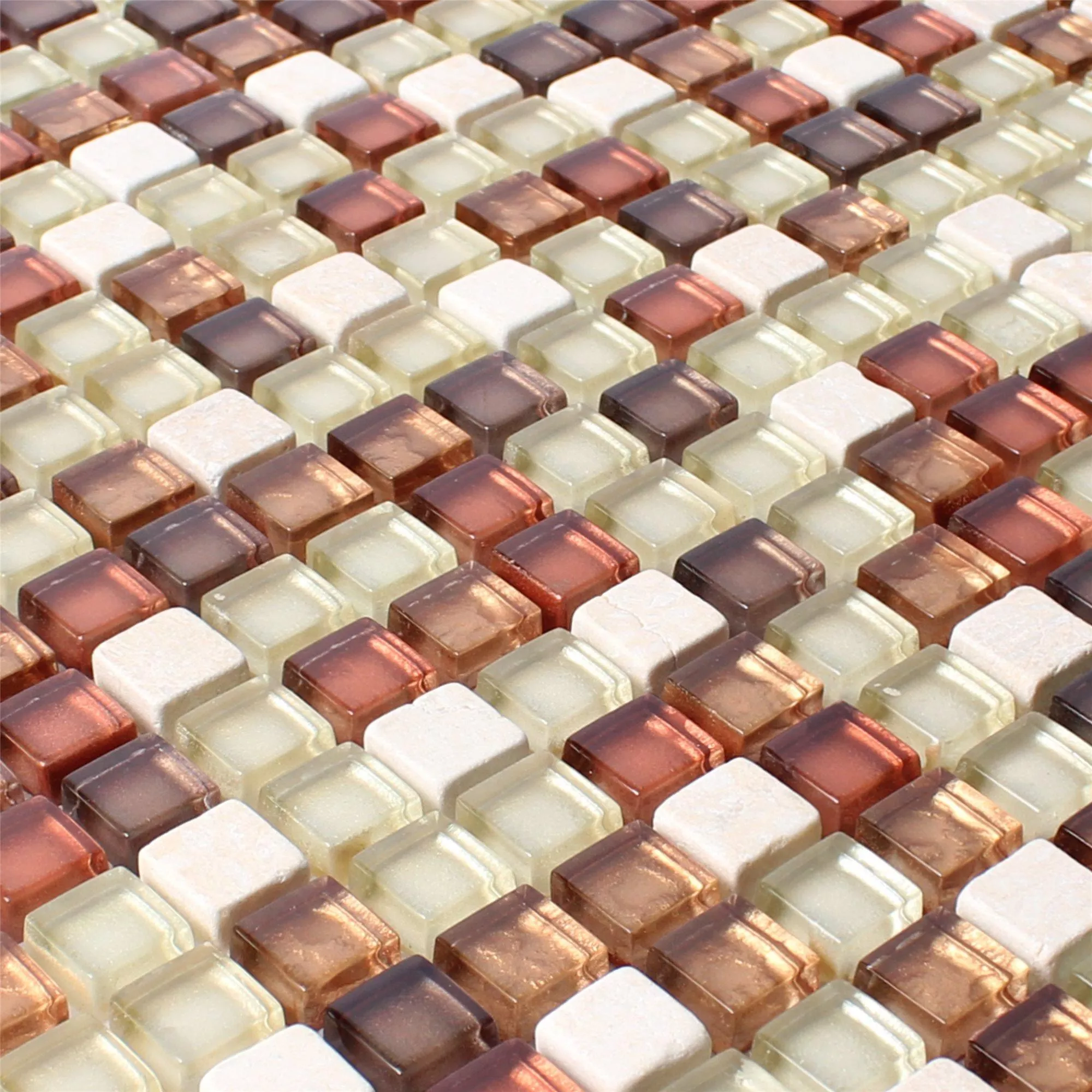 Sample Glass Mosaic Natural Stone Tiles Gorby Red Brown Beige