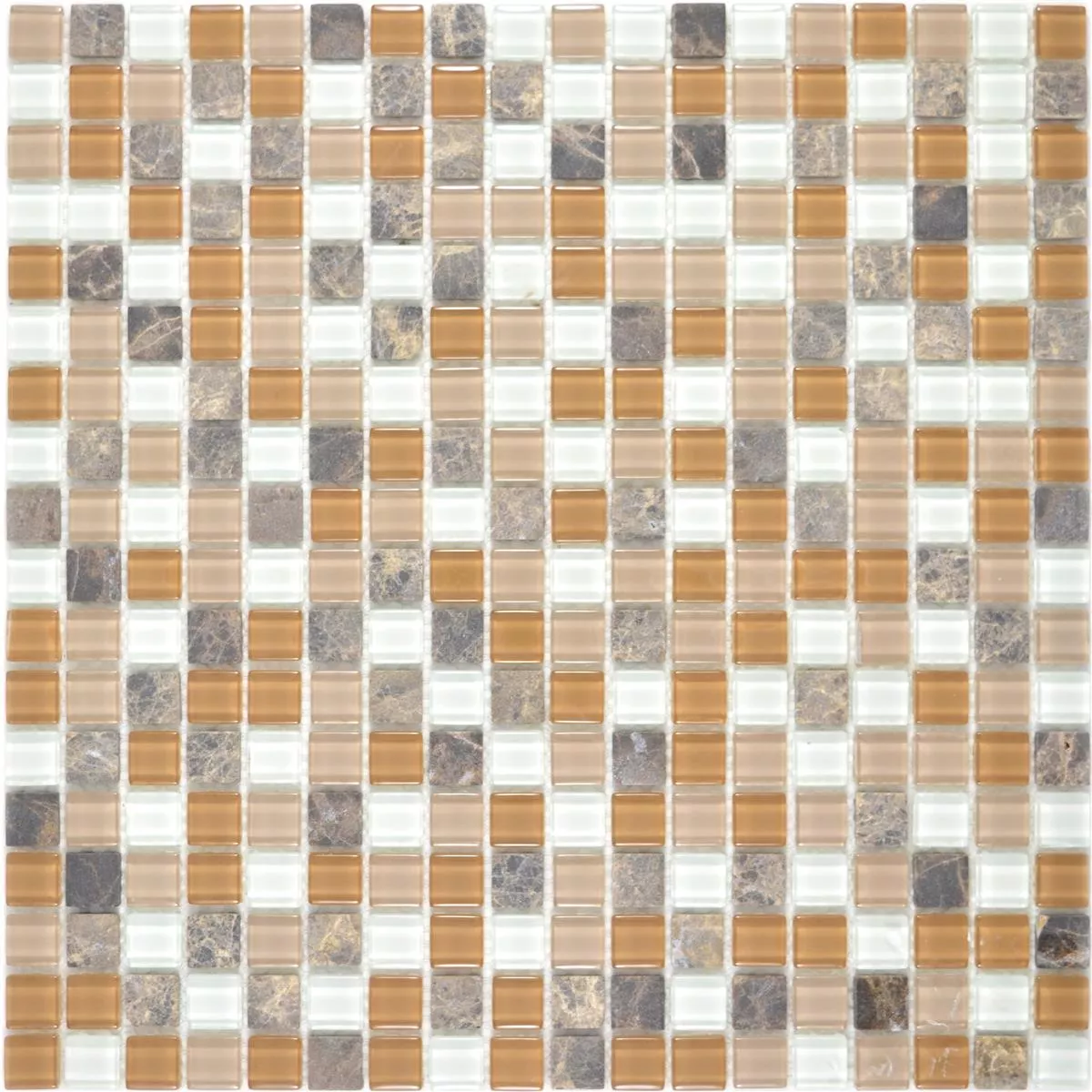 Sample Glas Natural Stone Mosaic Tiles Zekova Beige Brown White