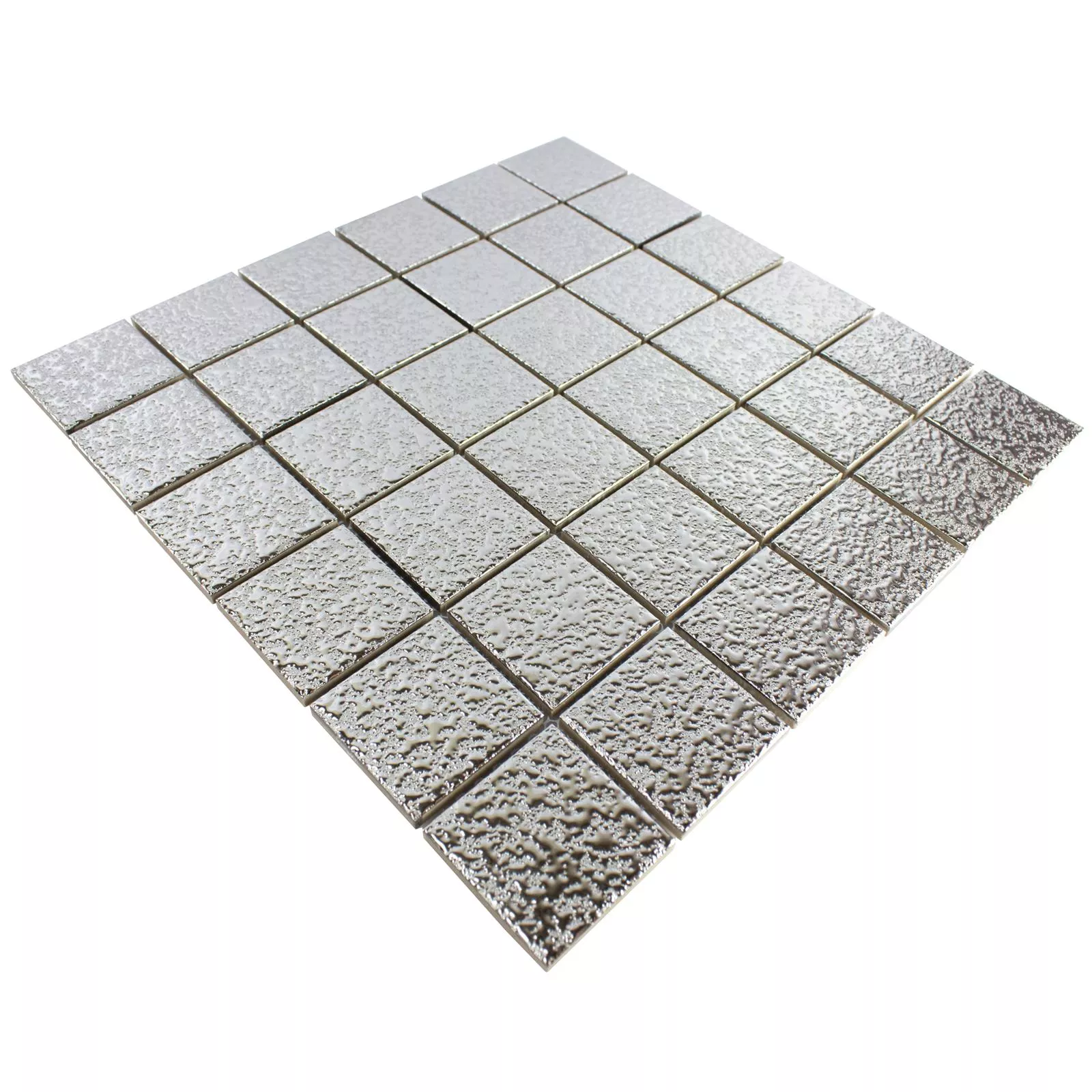 Sample Ceramic Mosaic Tiles Jackson Silver Beaten