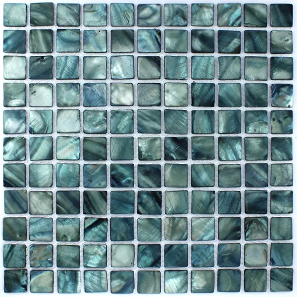 Mosaic Tiles Glass Nacre Effect 25x25x2mm Green
