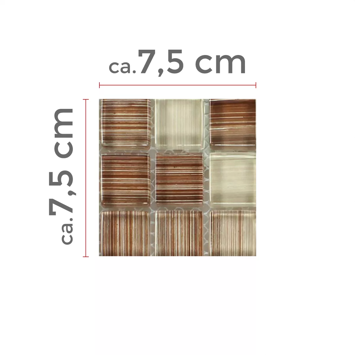 Sample Glass Mosaic Tiles Lafayette Brown Beige Striped 8mm