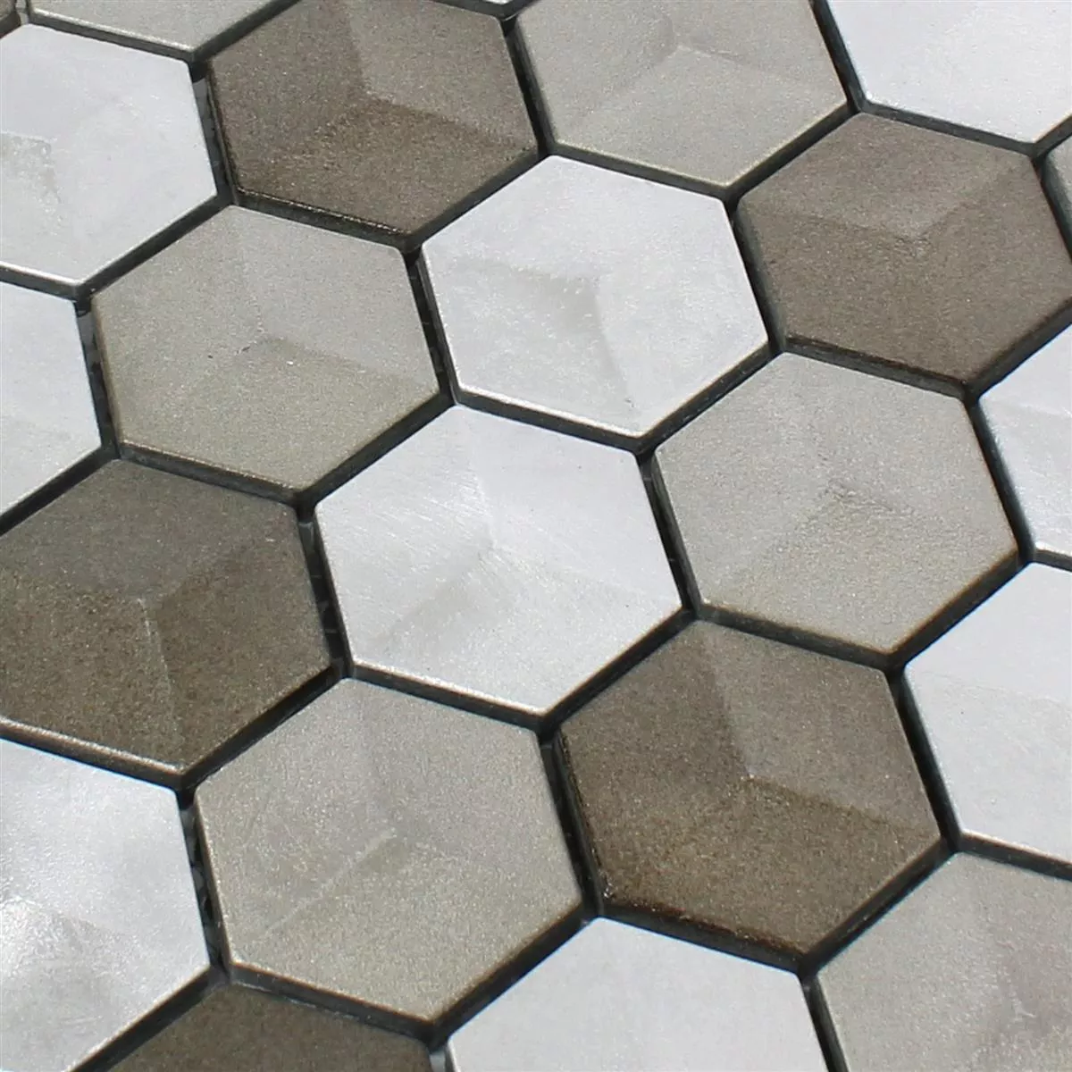 Sample Mosaic Tiles Hexagon Kandilo Brown Silver