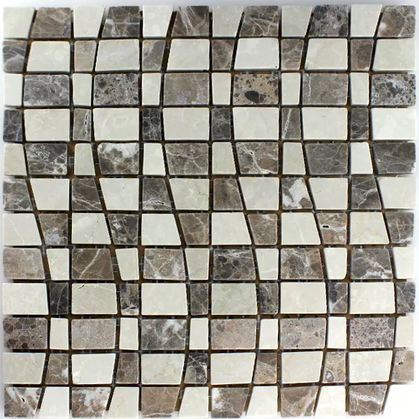 Sample Mosaic Tiles Marble Wave Castano Beige