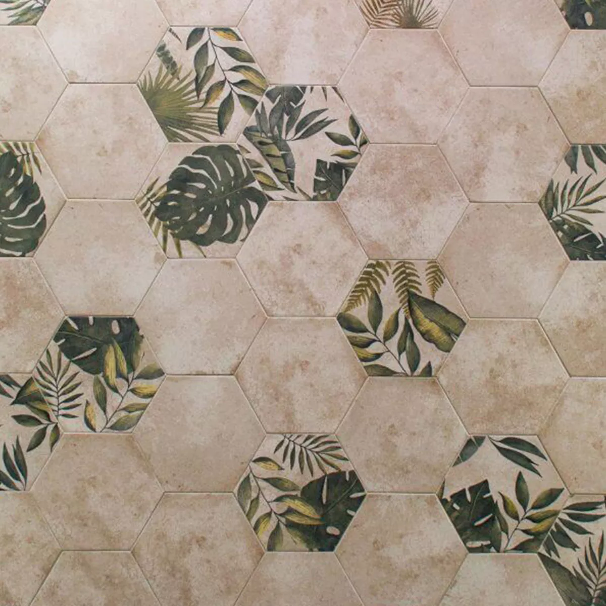 Porcelain Stoneware Tiles Honiara Hexagon Decor Green 22,5x25,9cm Decor