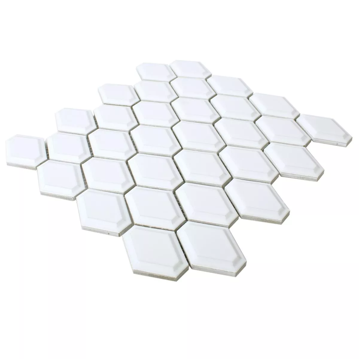 Sample Ceramic Mosaic Tiles Leandro Metro White Glossy